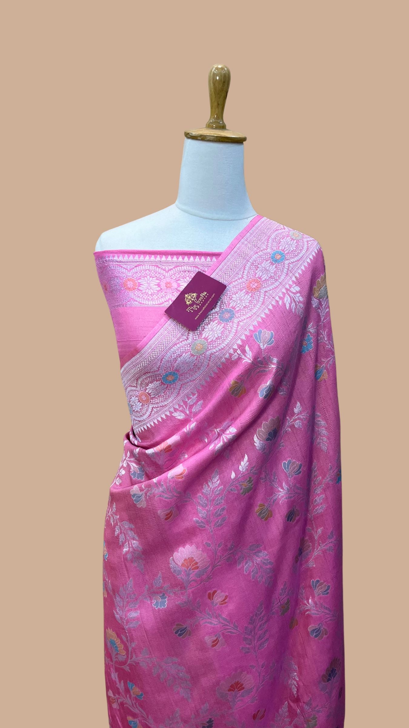 Tussar Georgette Handloom Banarasi Saree - Jaal with Meenakari