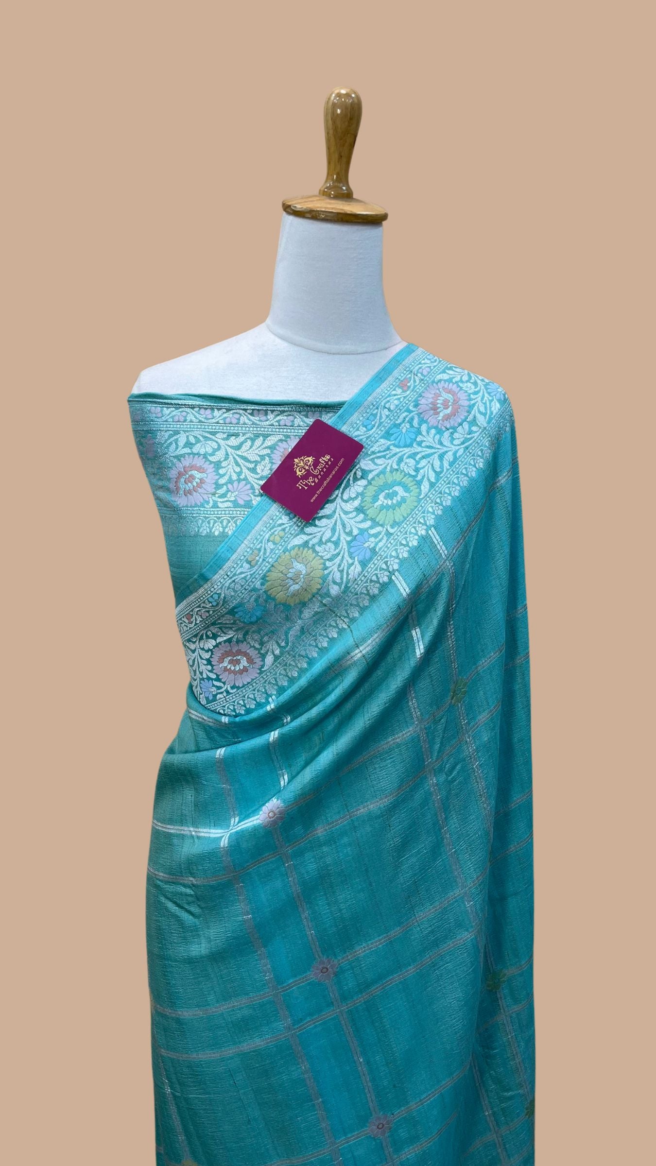 Tussar Georgette Handloom Banarasi Saree - Jaal with Meenakari