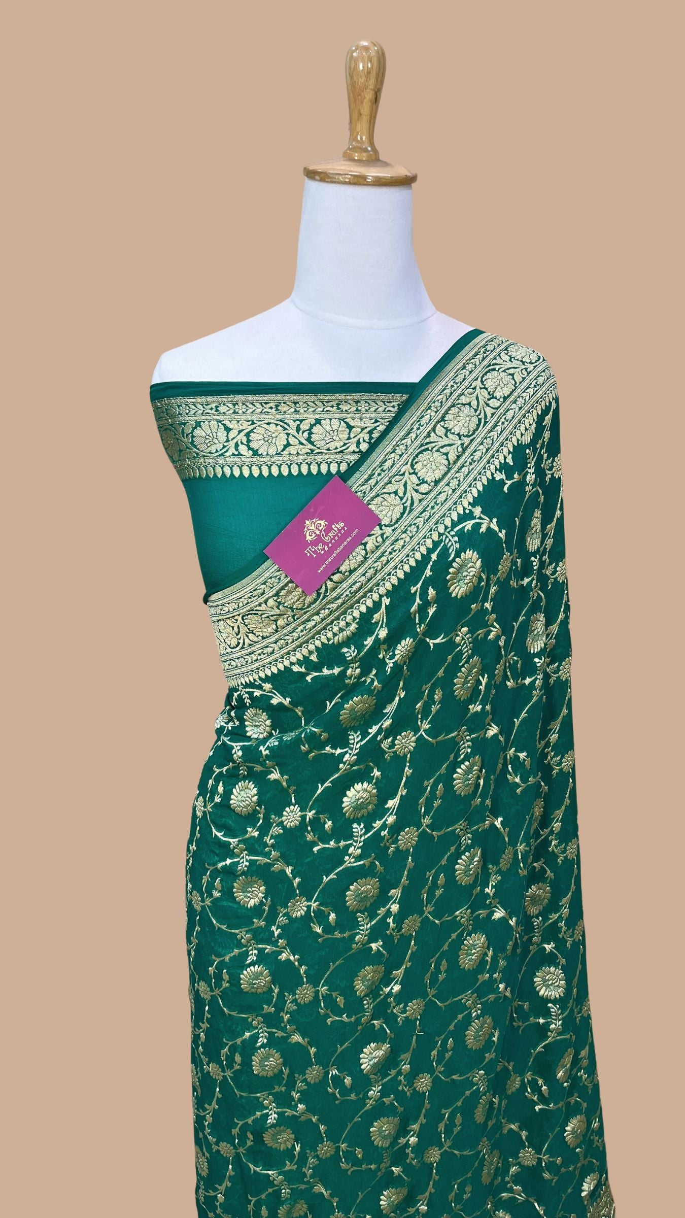 Khaddi Georgette Banarasi Saree - Gold Zari