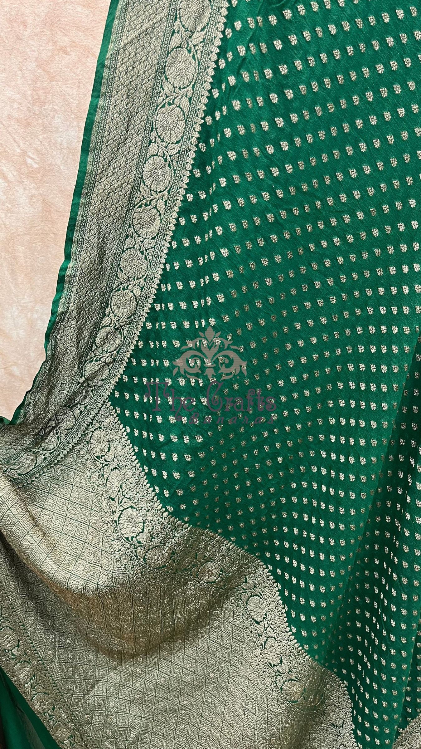 Khaddi Georgette Banarasi Saree - Antique Zari