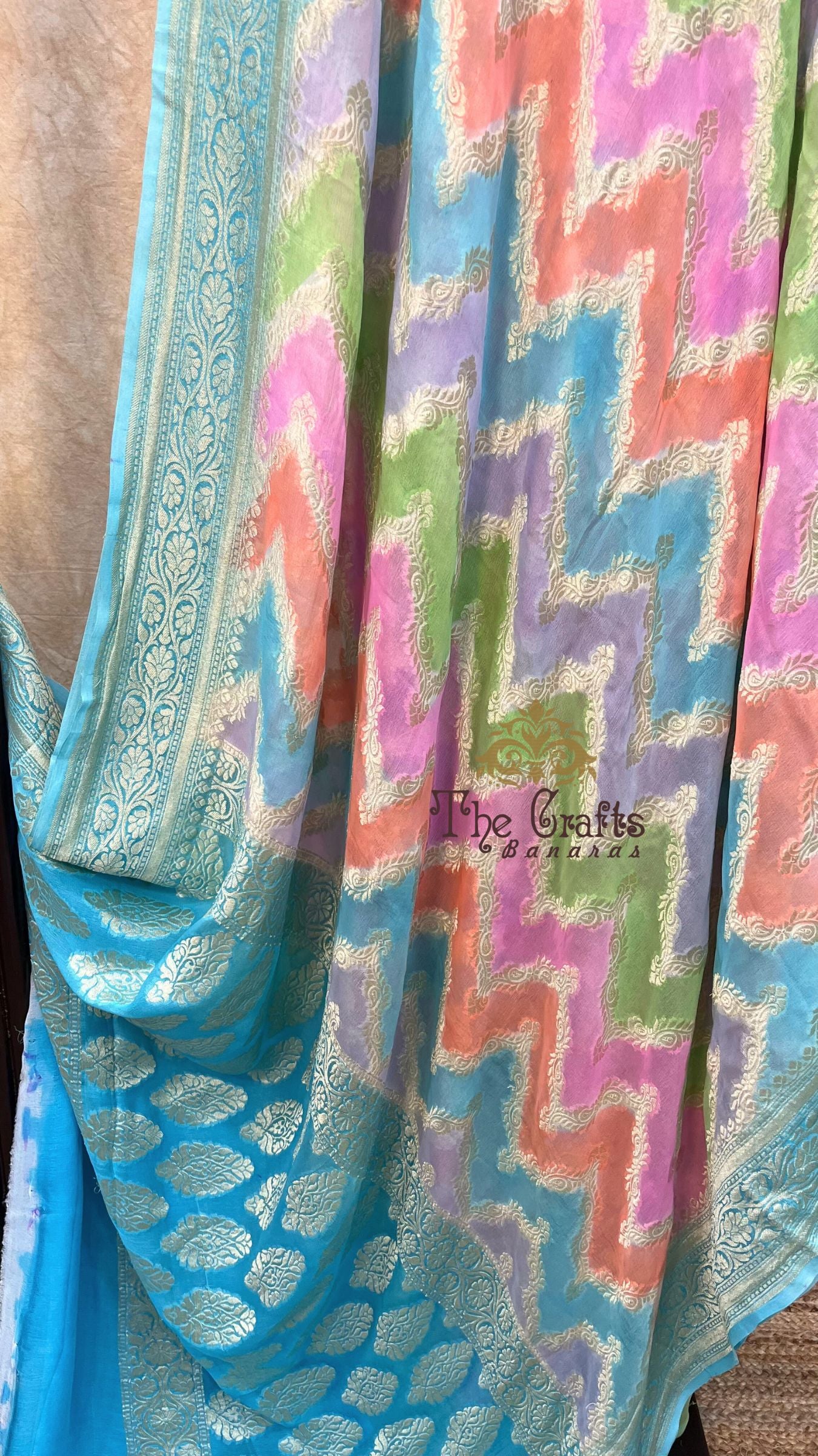 Khaddi Georgette Handloom Banarasi Saree - Water Zari