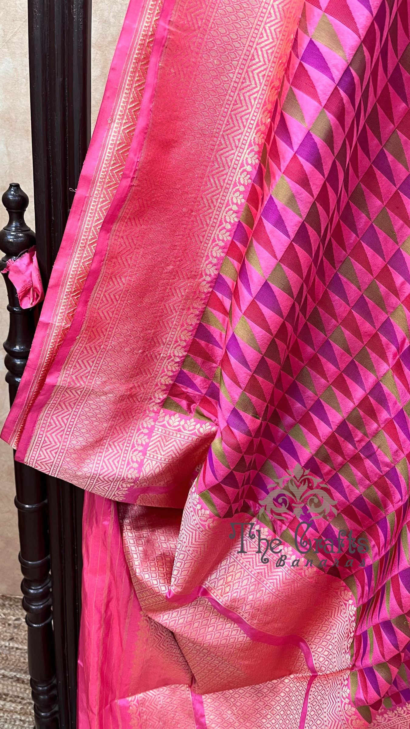 Multi Color Pure Katan Silk Handloom Banarasi Saree - with kadhua work