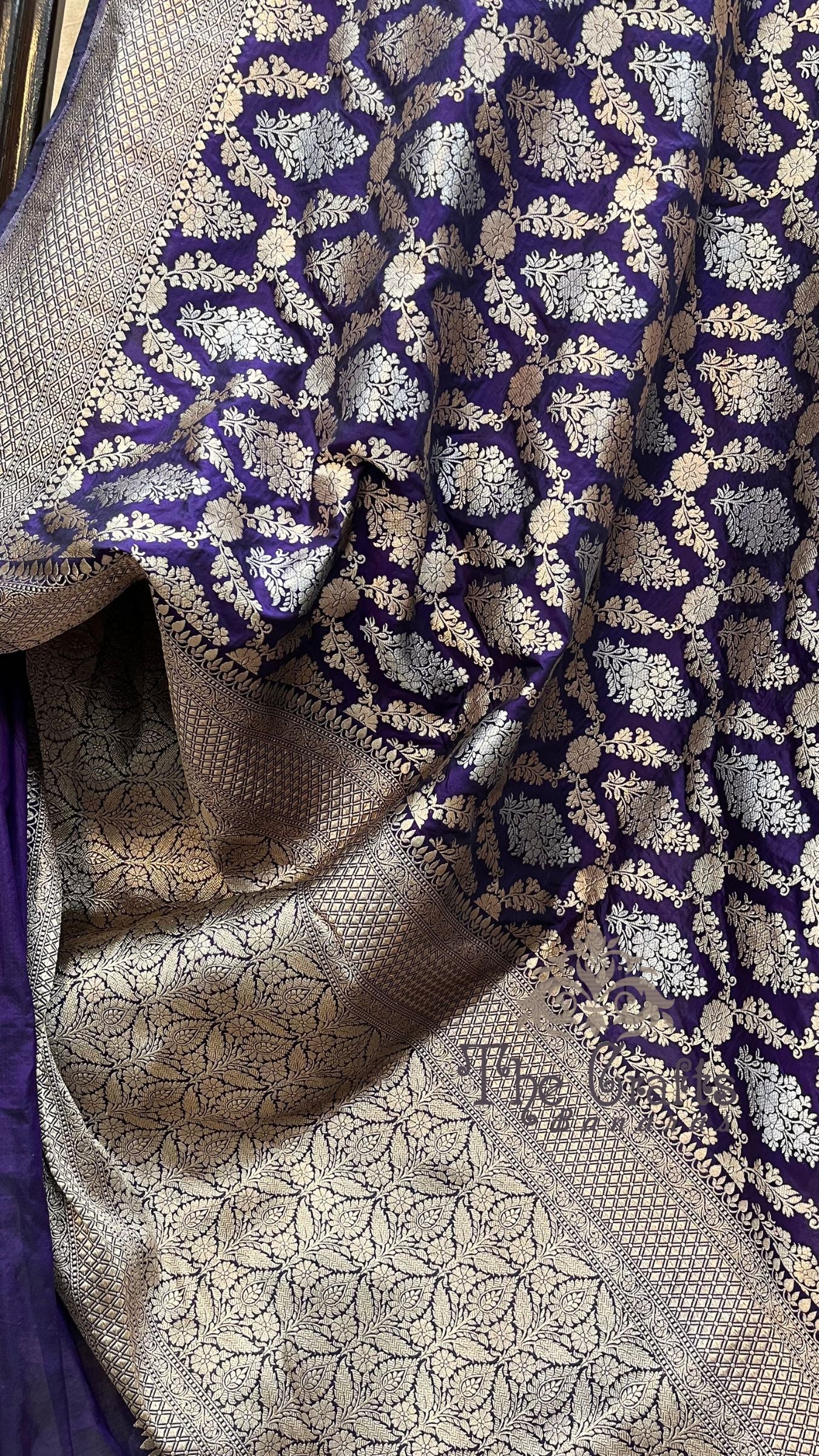 Pure Katan Silk Handloom Banarasi Saree - All over Sona Roopa Jaal work