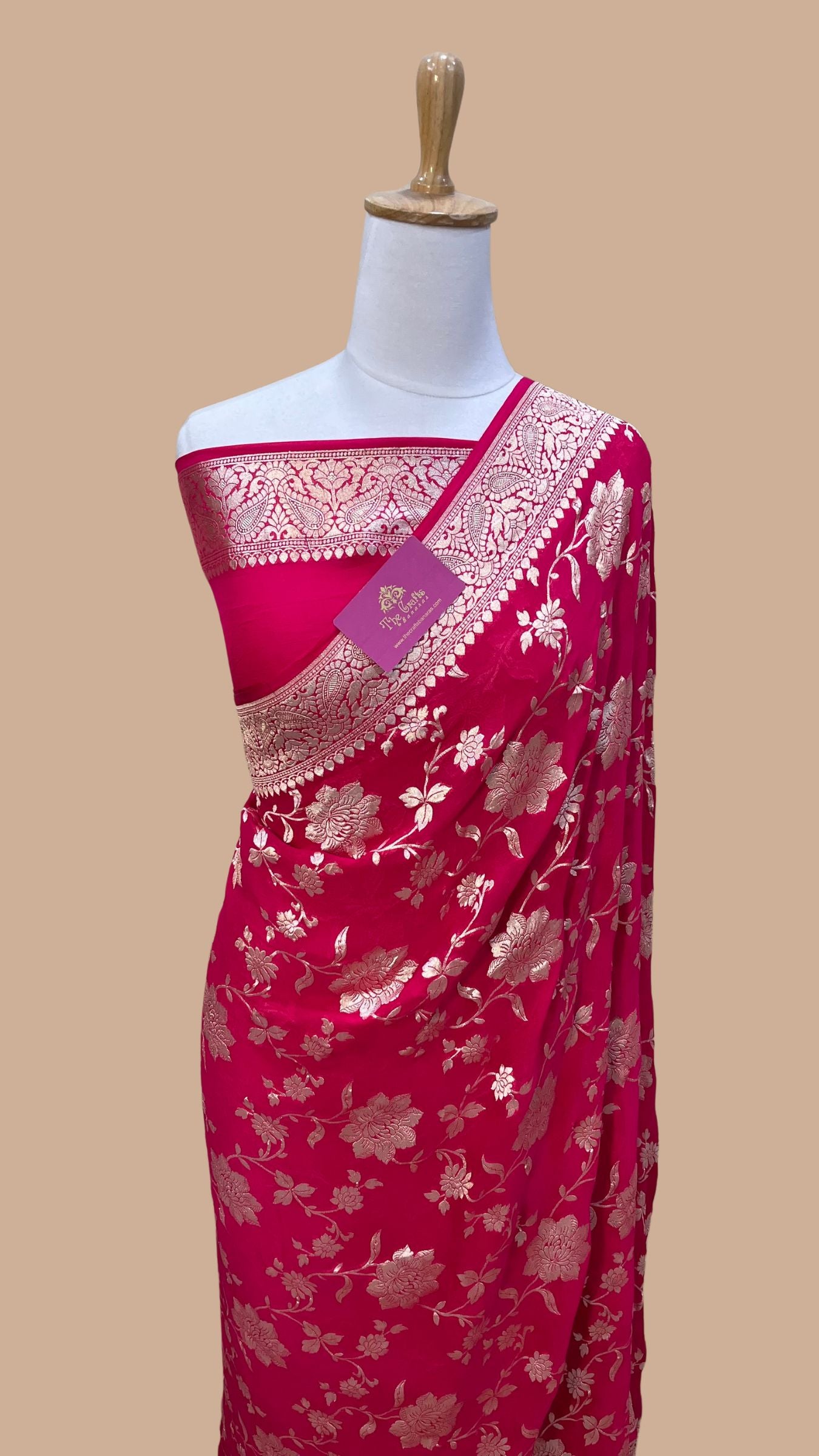 Khaddi Georgette Handloom Banarasi Saree - Water Zari