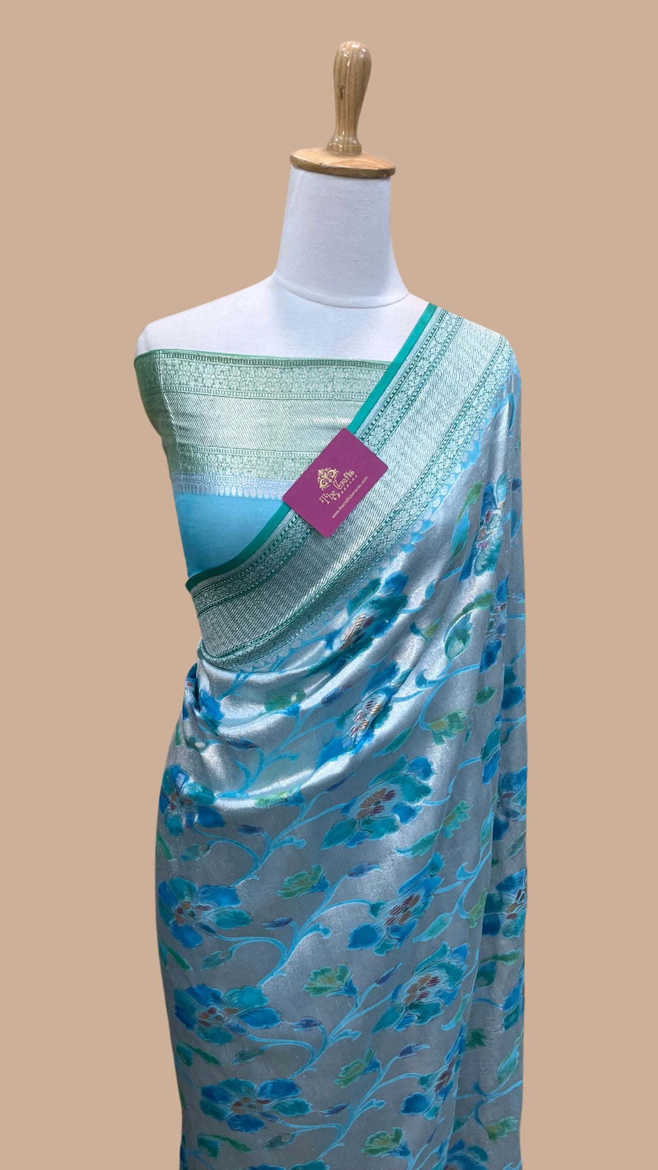 Pure Georgette Banarasi Saree - Silver Zari