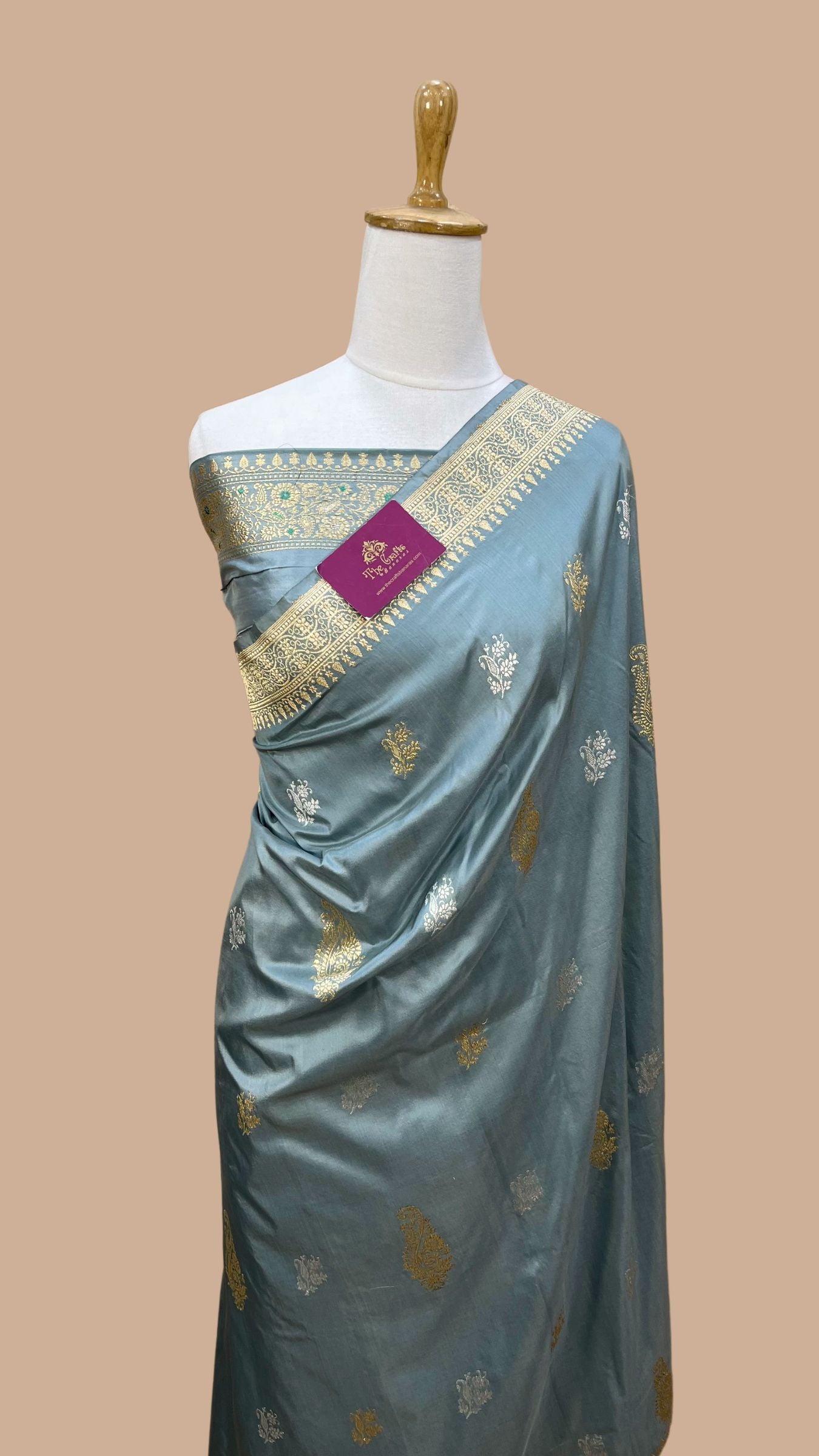 Pure Katan Silk Handloom Banarasi Saree - All over sona rupa kadhua motifs