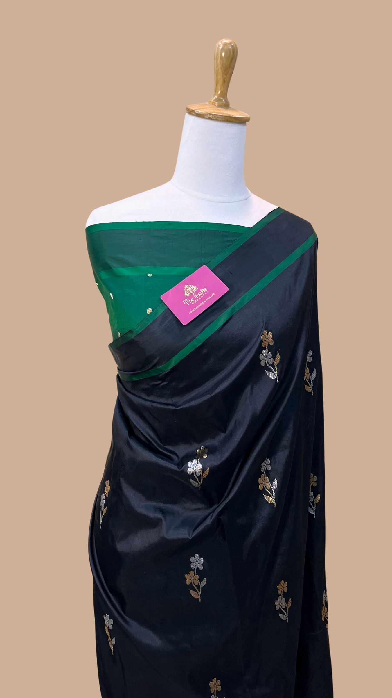 Pure Mango Silk Handloom Banarasi Saree - With Sona Roopa Motifs
