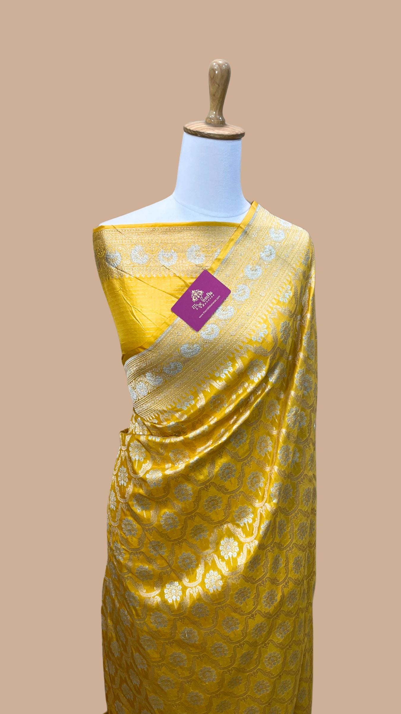 Pure Katan Silk Handloom Banarasi Saree - All over Sona Roopa Jaal work