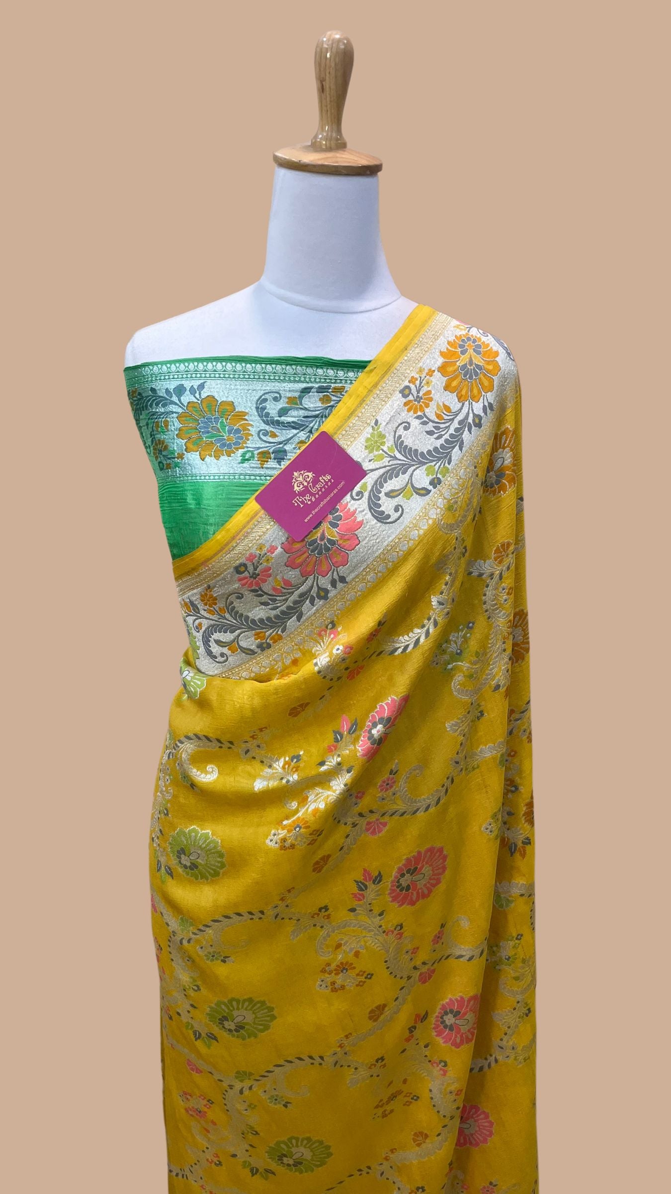 Tussar Georgette Handloom Banarasi Saree - Meenakari