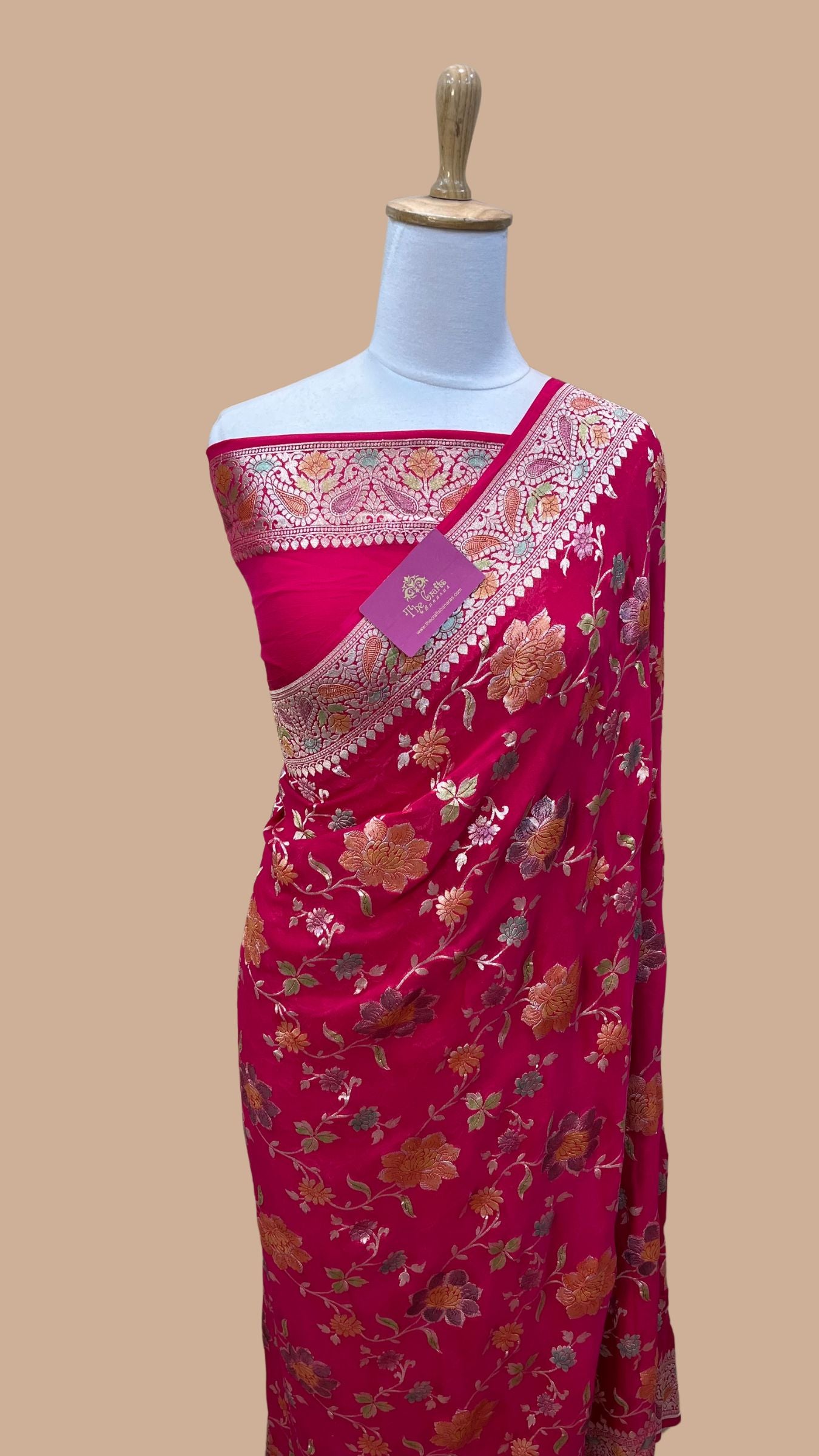 Khaddi Georgette Handloom Banarasi Saree - Water Zari