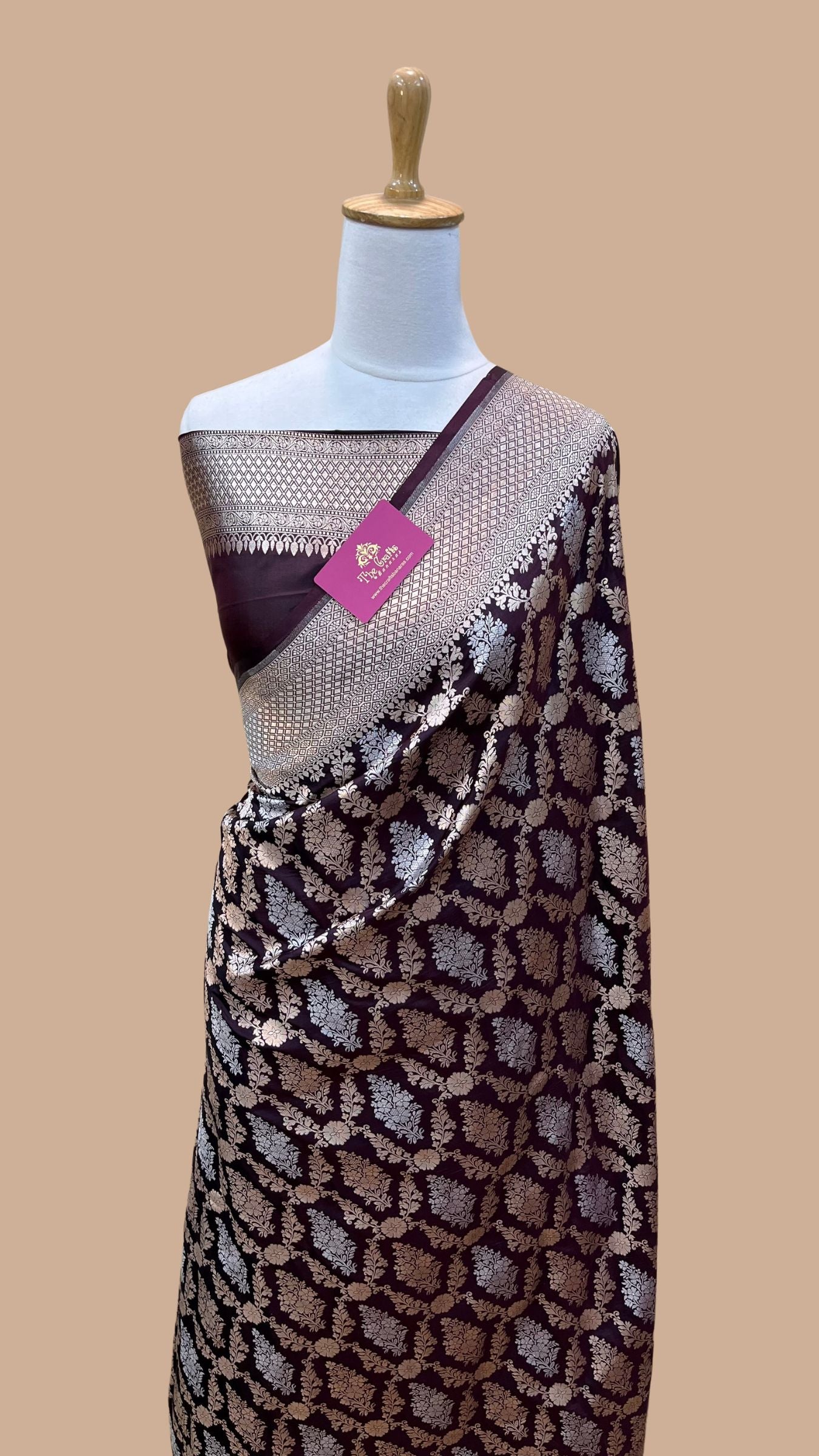 Pure Katan Silk Handloom Banarasi Saree - All over Sona Roopa Jaal work