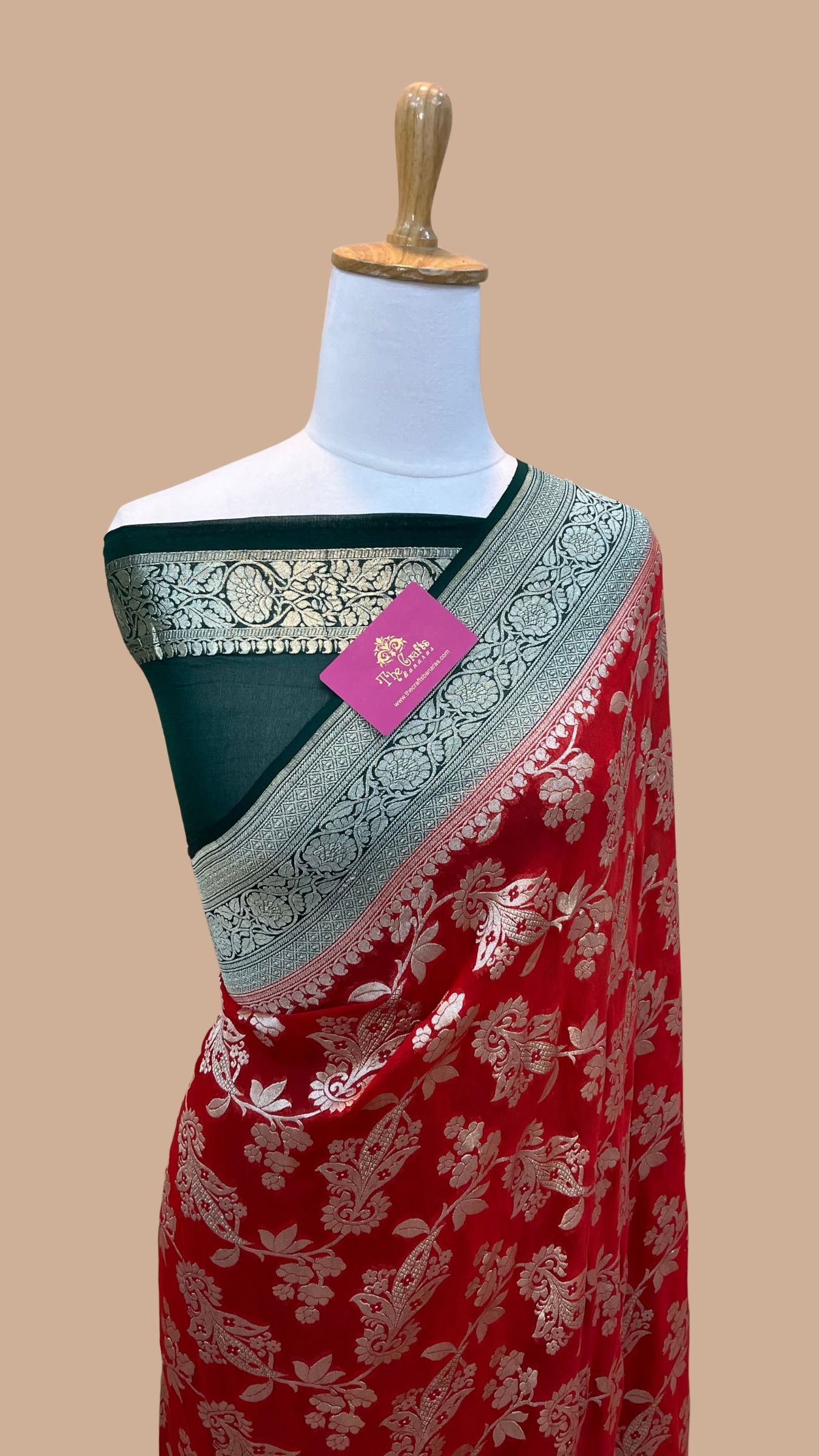 Khaddi Georgette Handloom Banarasi Saree - Water Zari