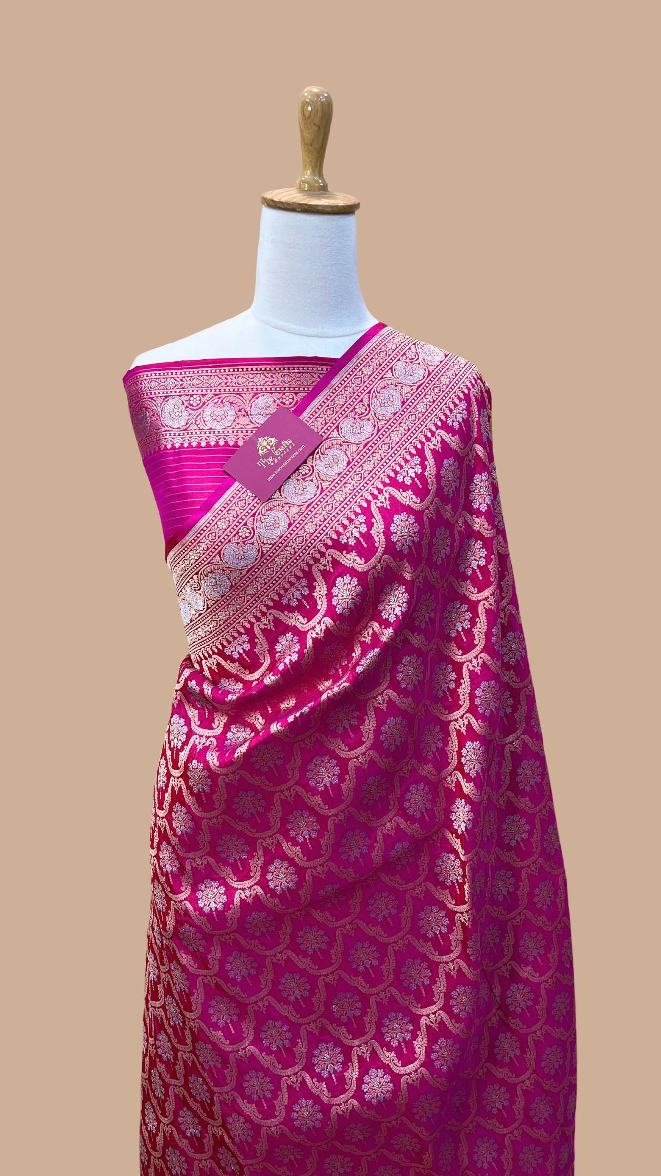 Pure Katan Silk Handloom Banarasi Saree - All over Sona Roopa Jaal work