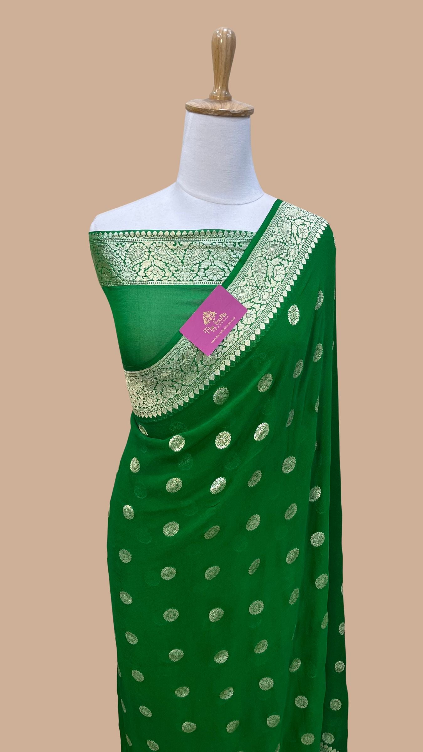 Khaddi Georgette Handloom Banarasi Saree - Water Zari