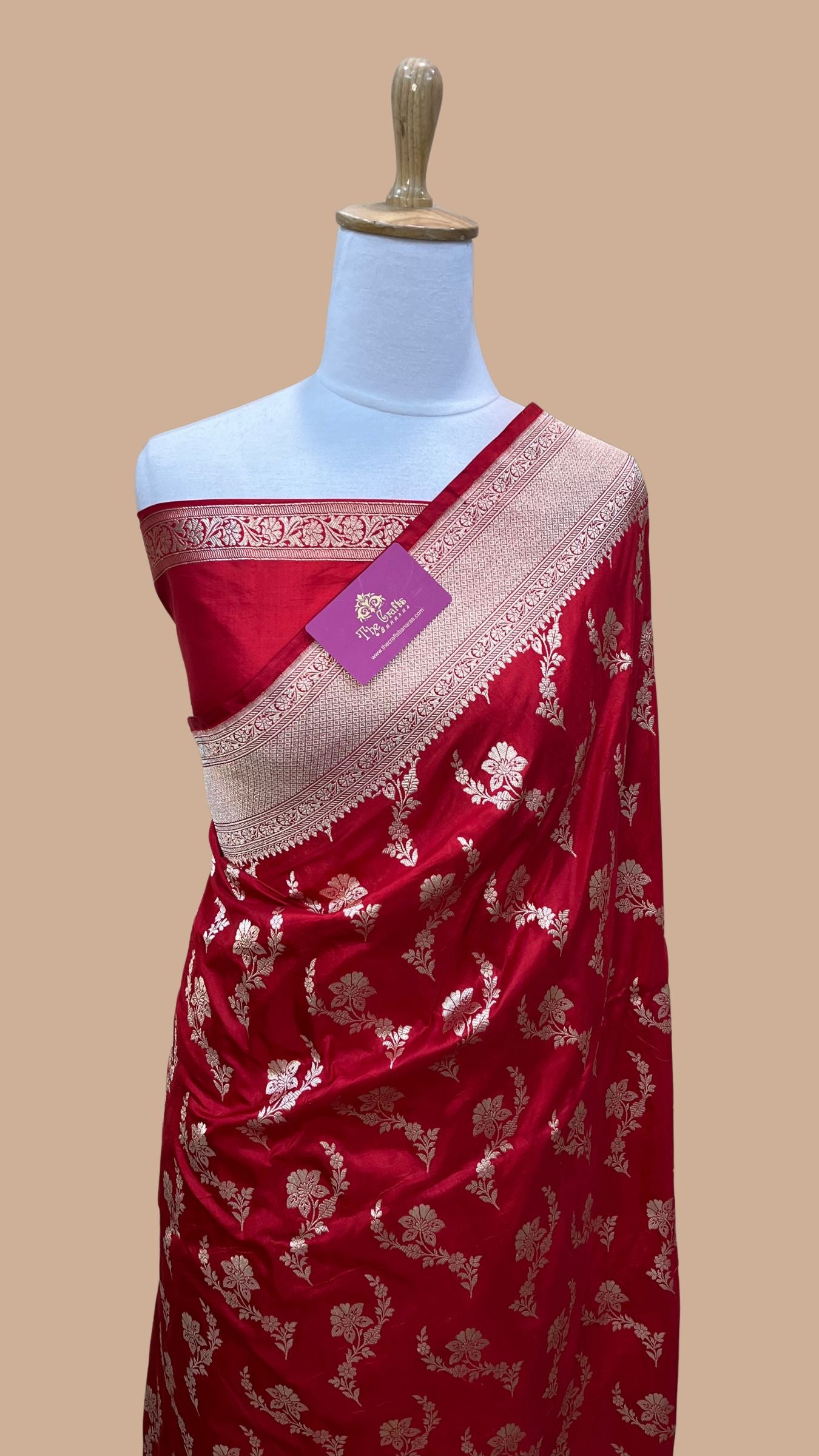 Pure Katan Silk Handloom Banarasi Saree - Jaal work