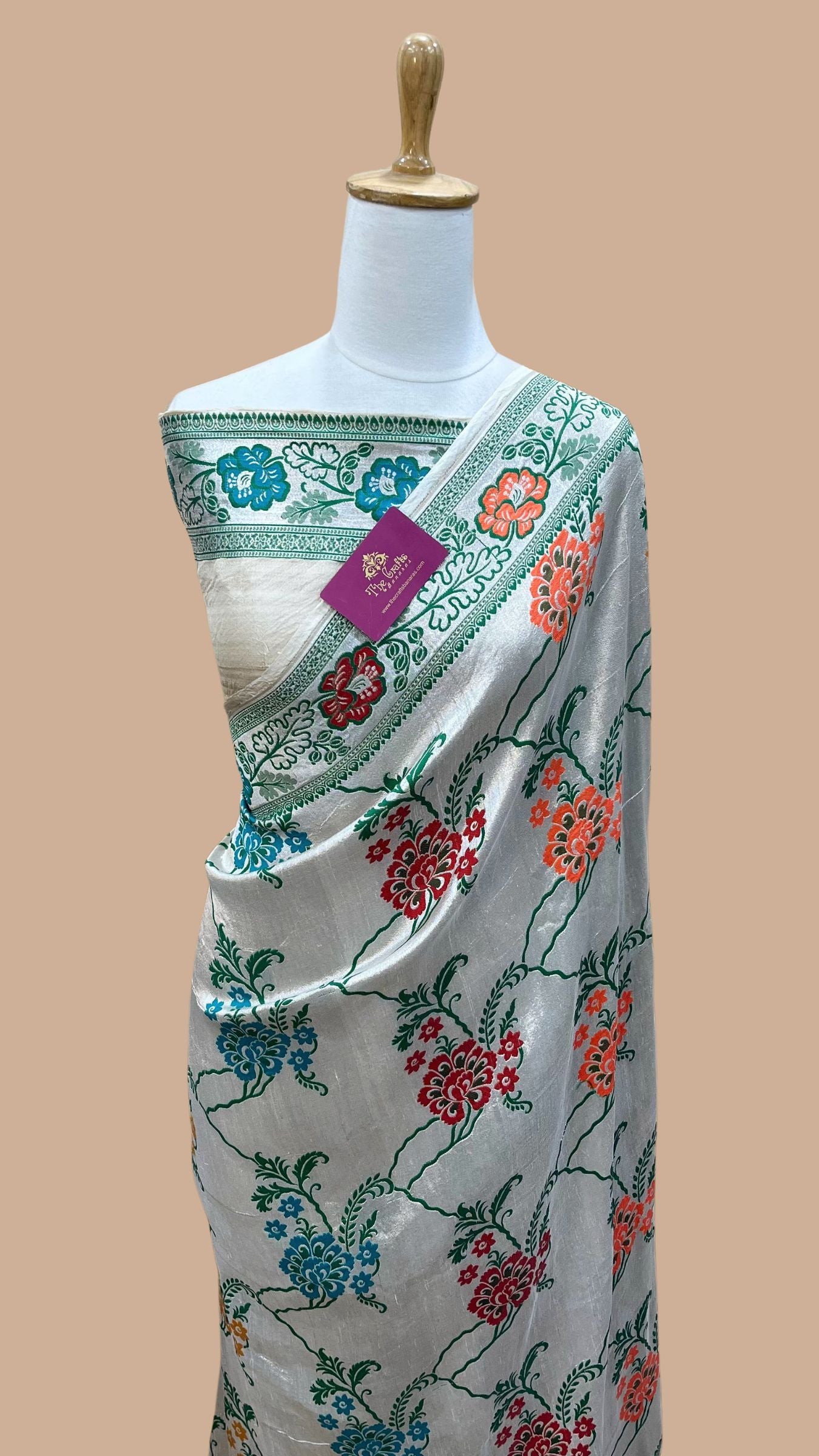 Pure Tussar Georgette Handloom Banarasi Saree - Brocade