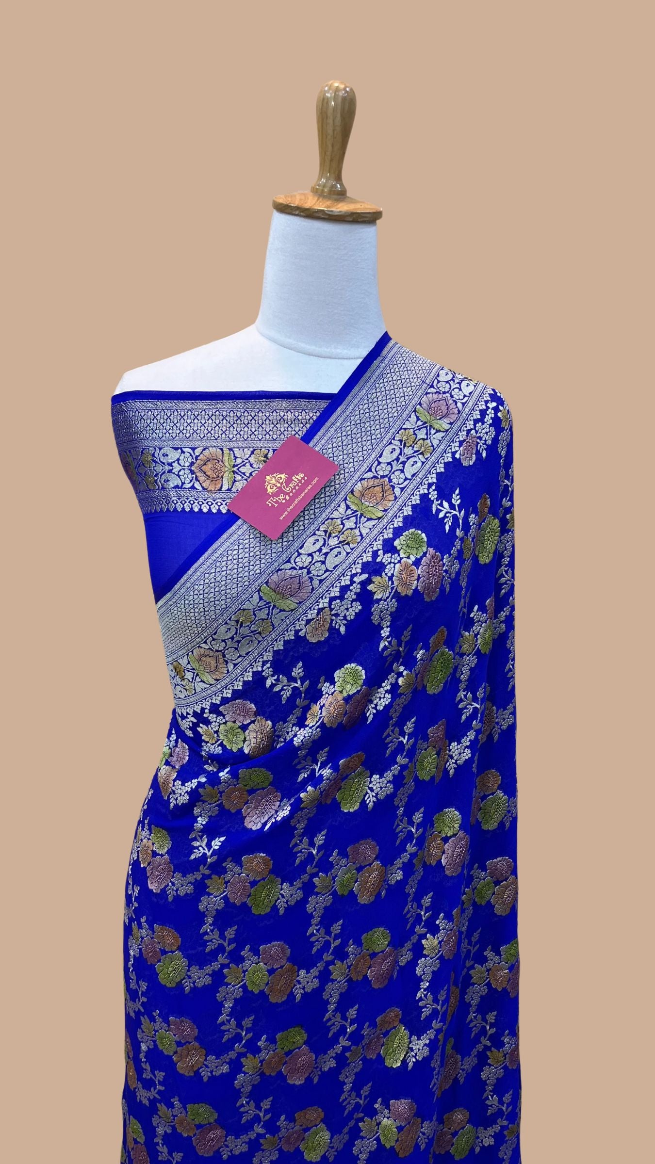 Khaddi Georgette Handloom Banarasi Saree - Water Zari With Meenakari