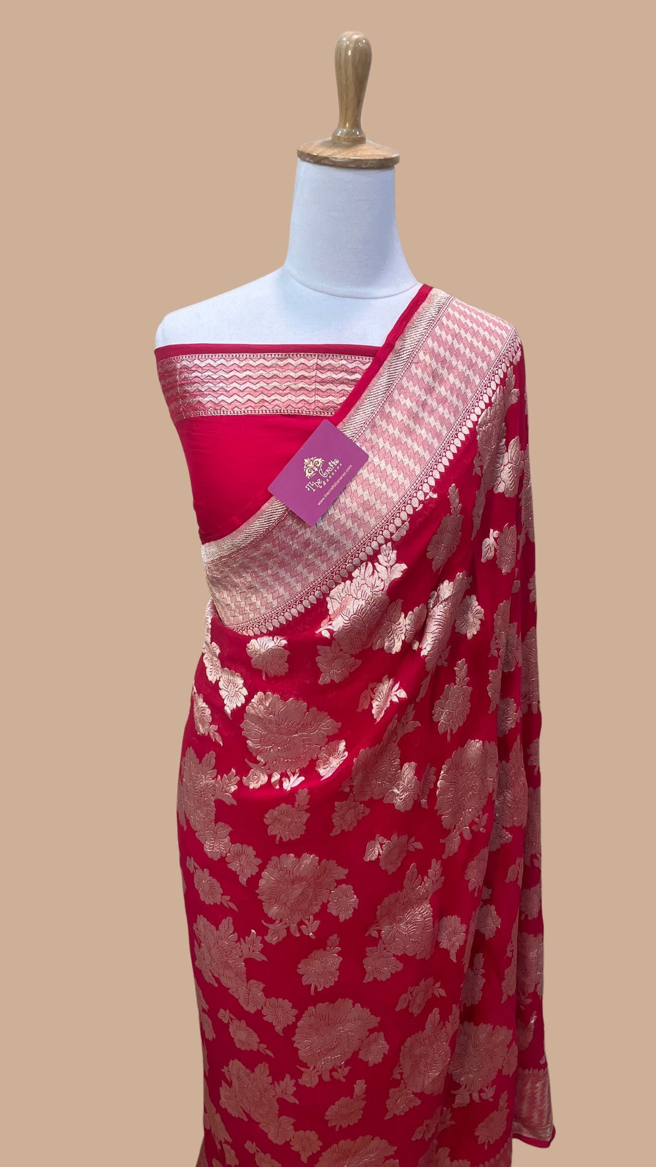 Khaddi Georgette Handloom Banarasi Saree - Water Zari