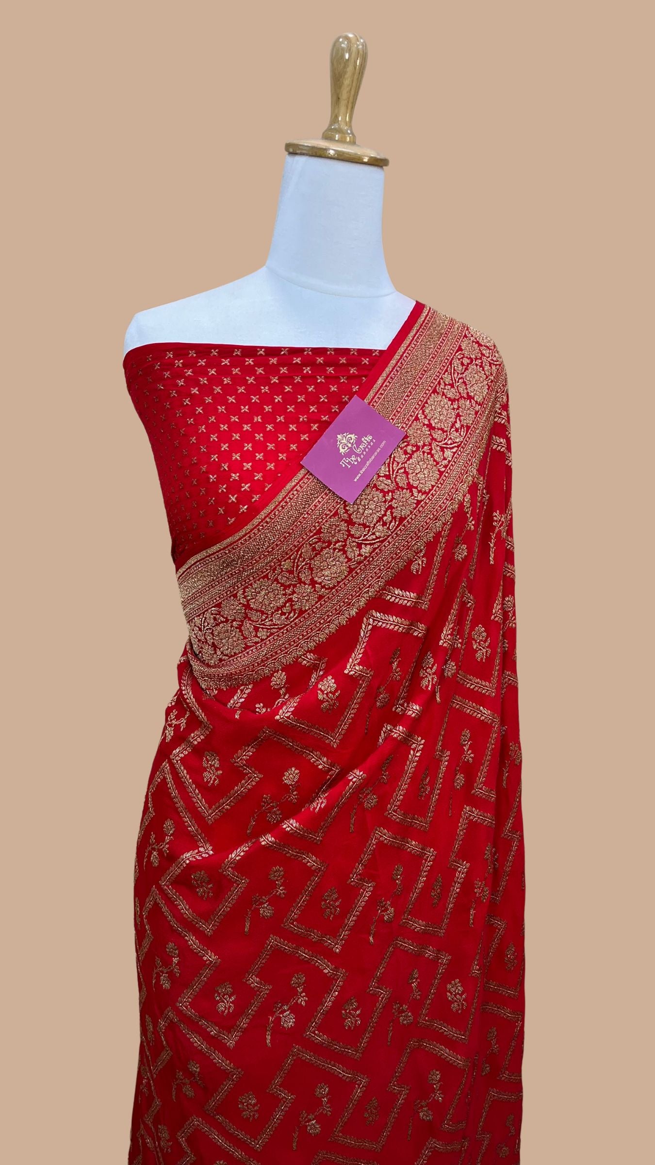 Pure Crepe Georgette Banarasi Saree - Antique Zari