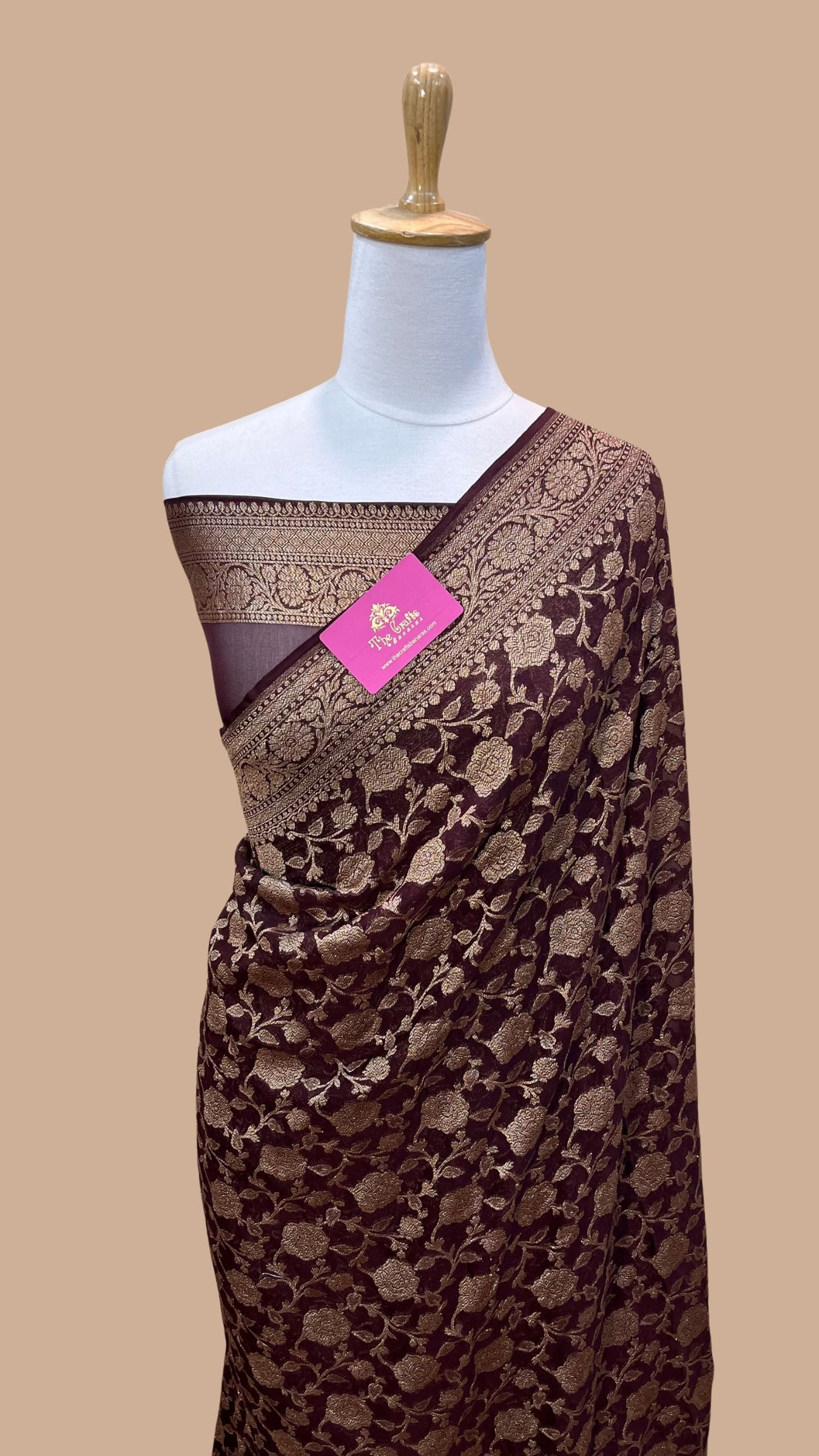 Khaddi Georgette Banarasi Saree - Antique Zari