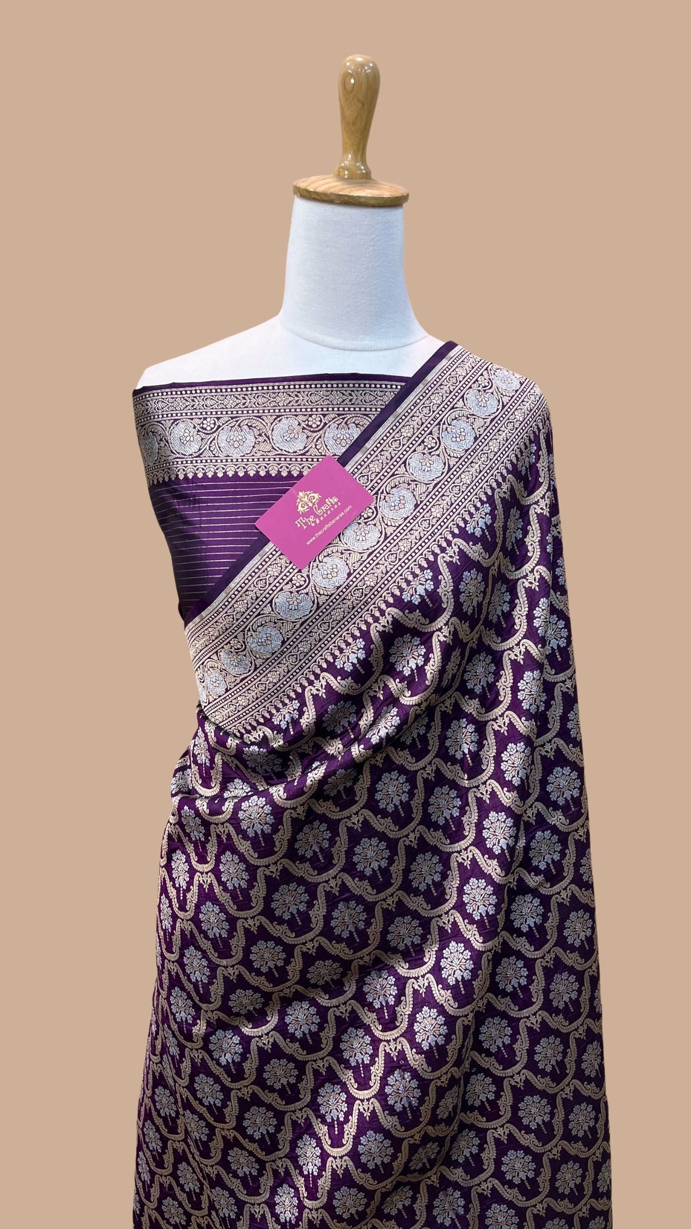 Pure Katan Silk Handloom Banarasi Saree - All over Sona Roopa Jaal work