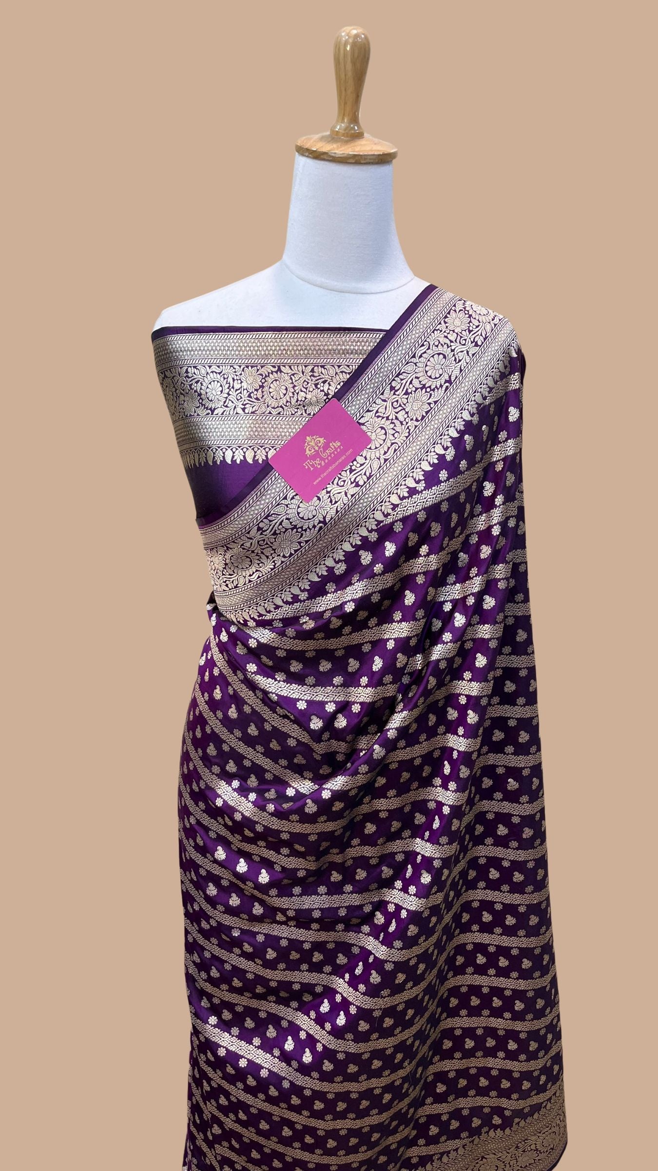 Pure Katan Silk Handloom Banarasi Saree - Stripes