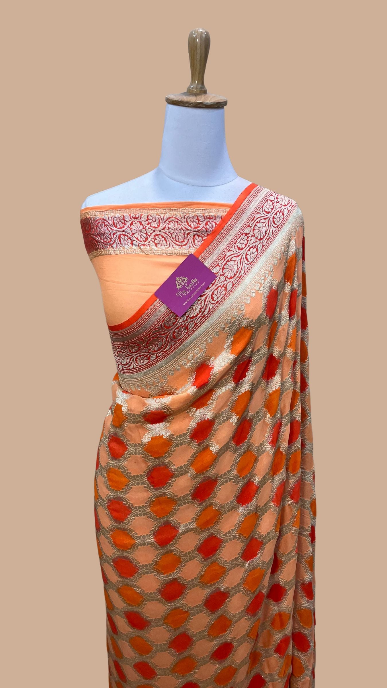 Khaddi Georgette Handloom Banarasi Saree - Water Zari