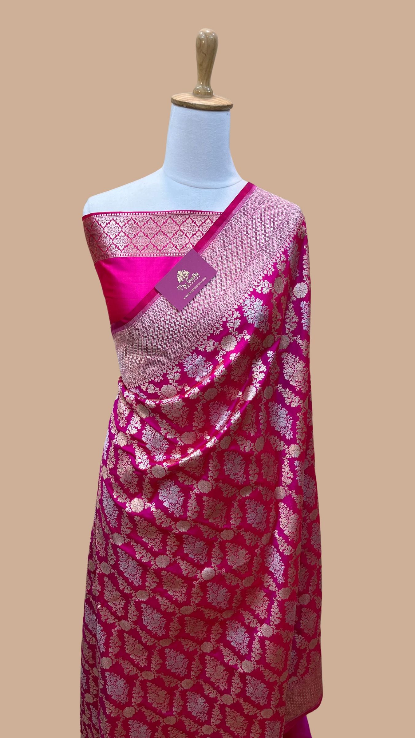 Pure Katan Silk Handloom Banarasi Saree - All over Sona Roopa Jaal work