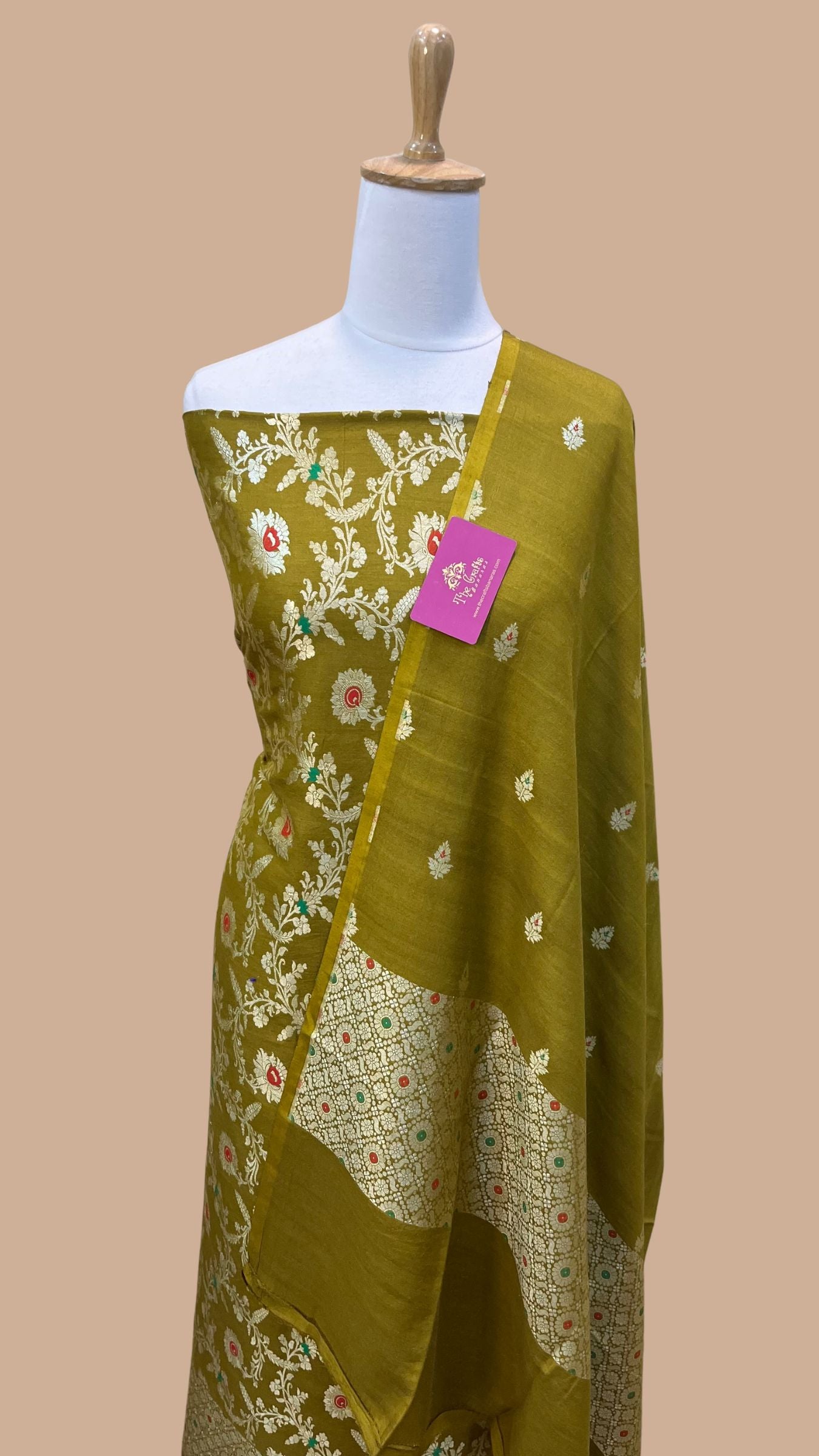 Pure Moonga Silk Handloom Banarasi Dress Material