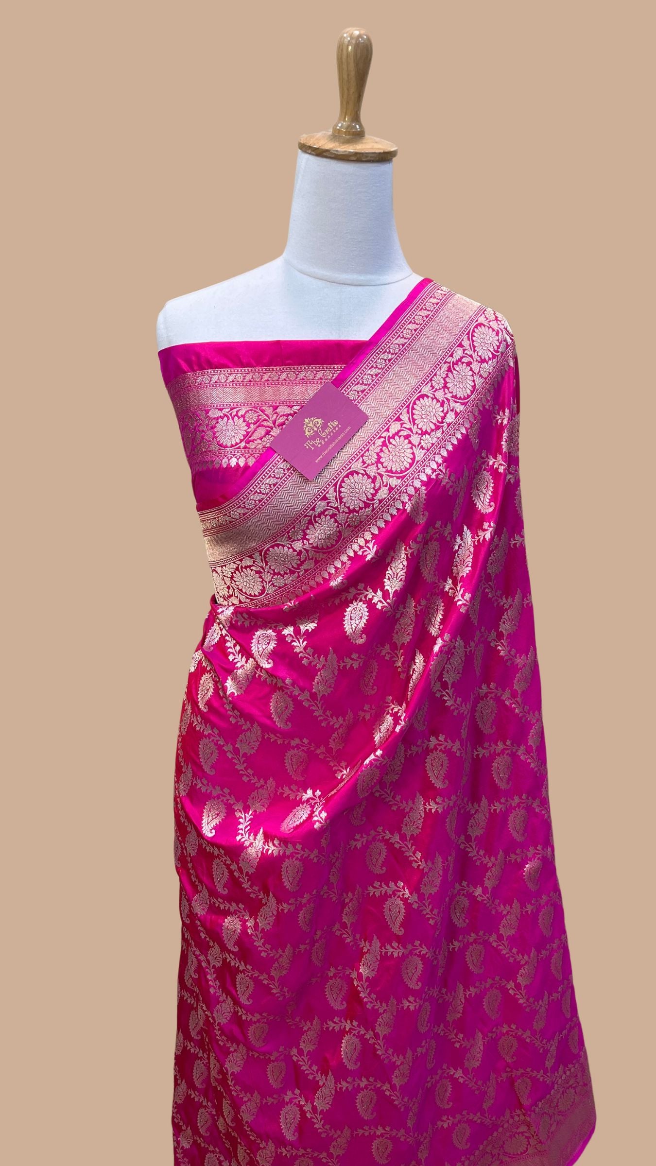 Pure Katan Silk Handloom Banarasi Saree - Jaal work