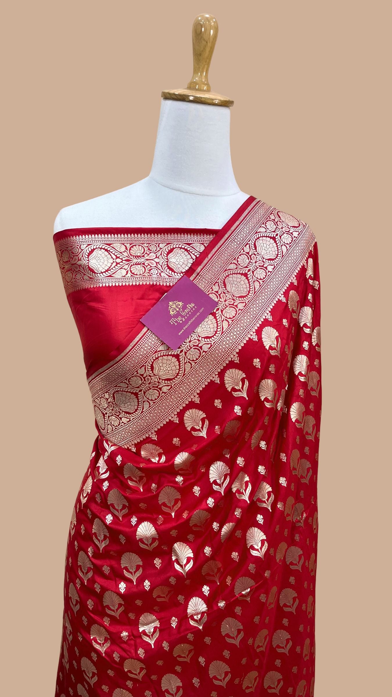 Pure Katan Silk Handloom Banarasi Saree - Jaal work