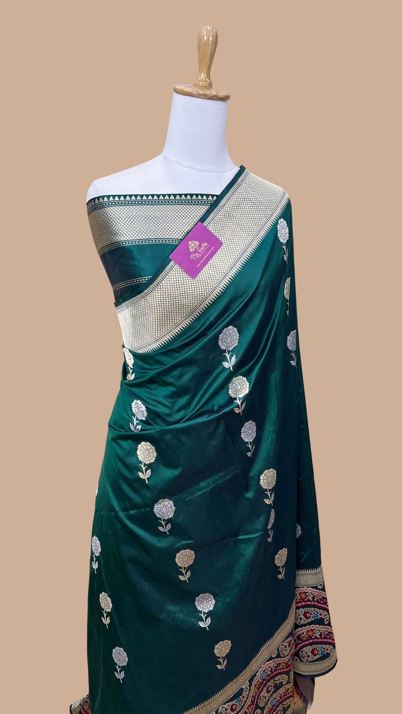 Pure Katan Silk Handloom Banarasi Saree - with Kadhua Meenakari Work