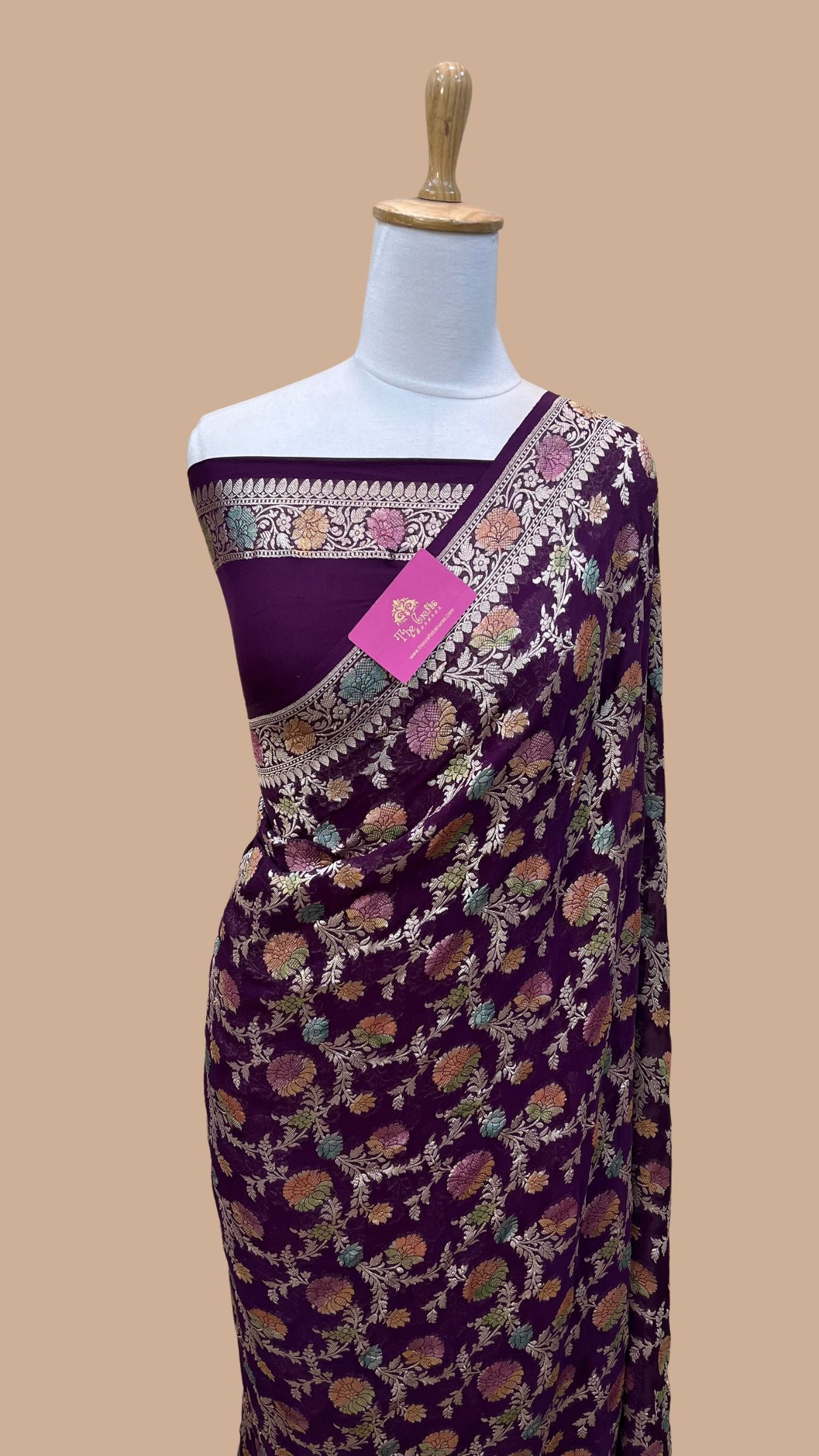 Khaddi Georgette Handloom Banarasi Saree - Water Zari