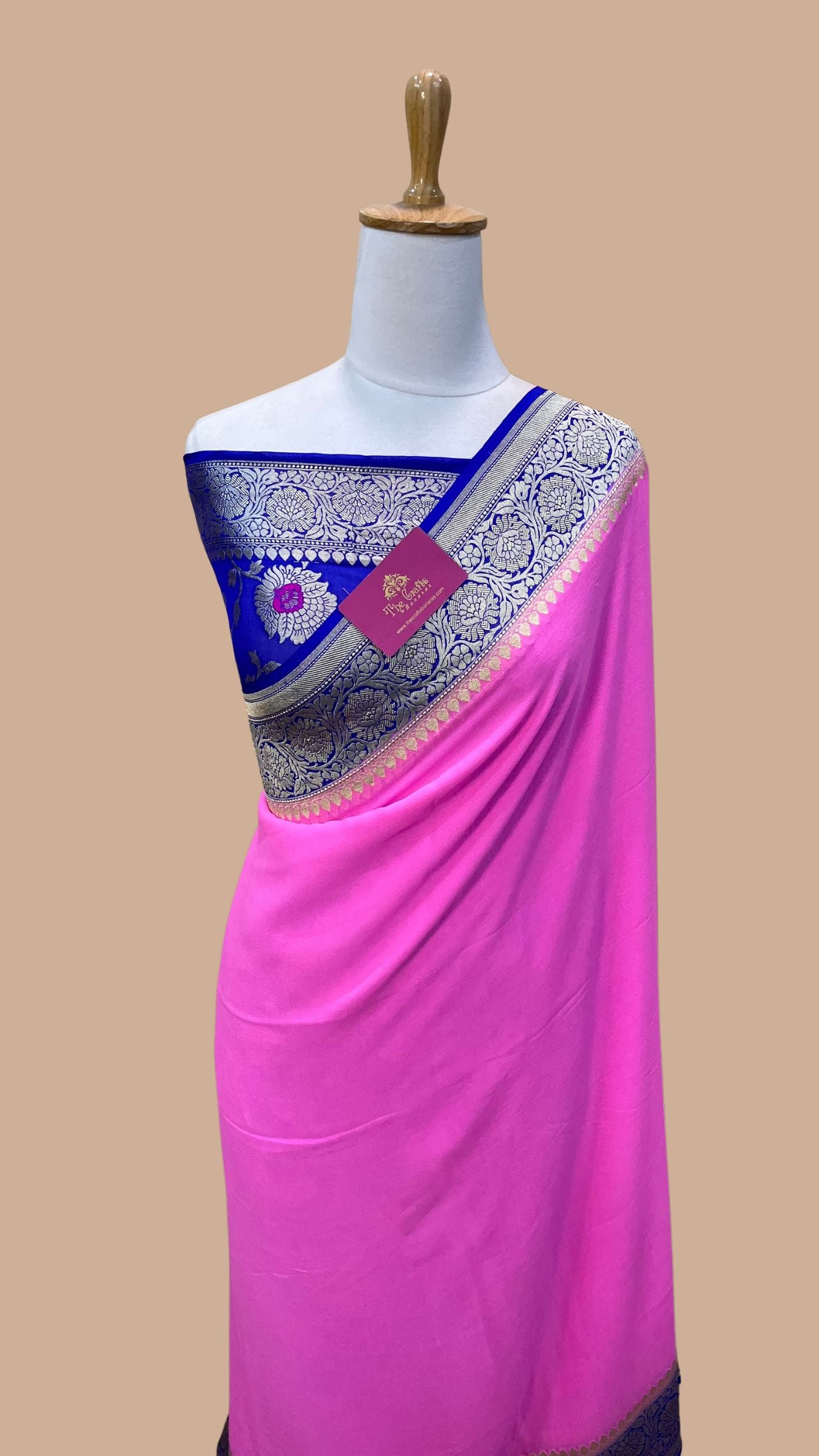 Khaddi Georgette Handloom Banarasi Saree - Water Zari