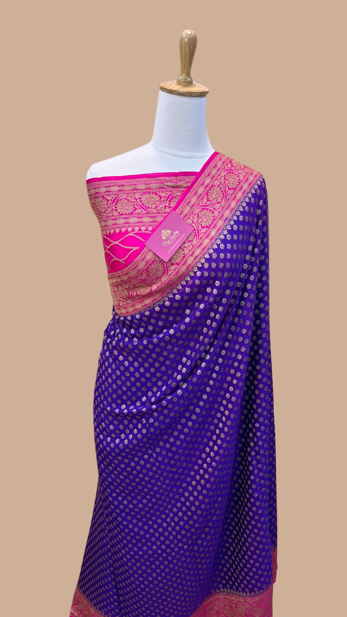 Pure Crepe Georgette Banarasi Saree - Antique Zari