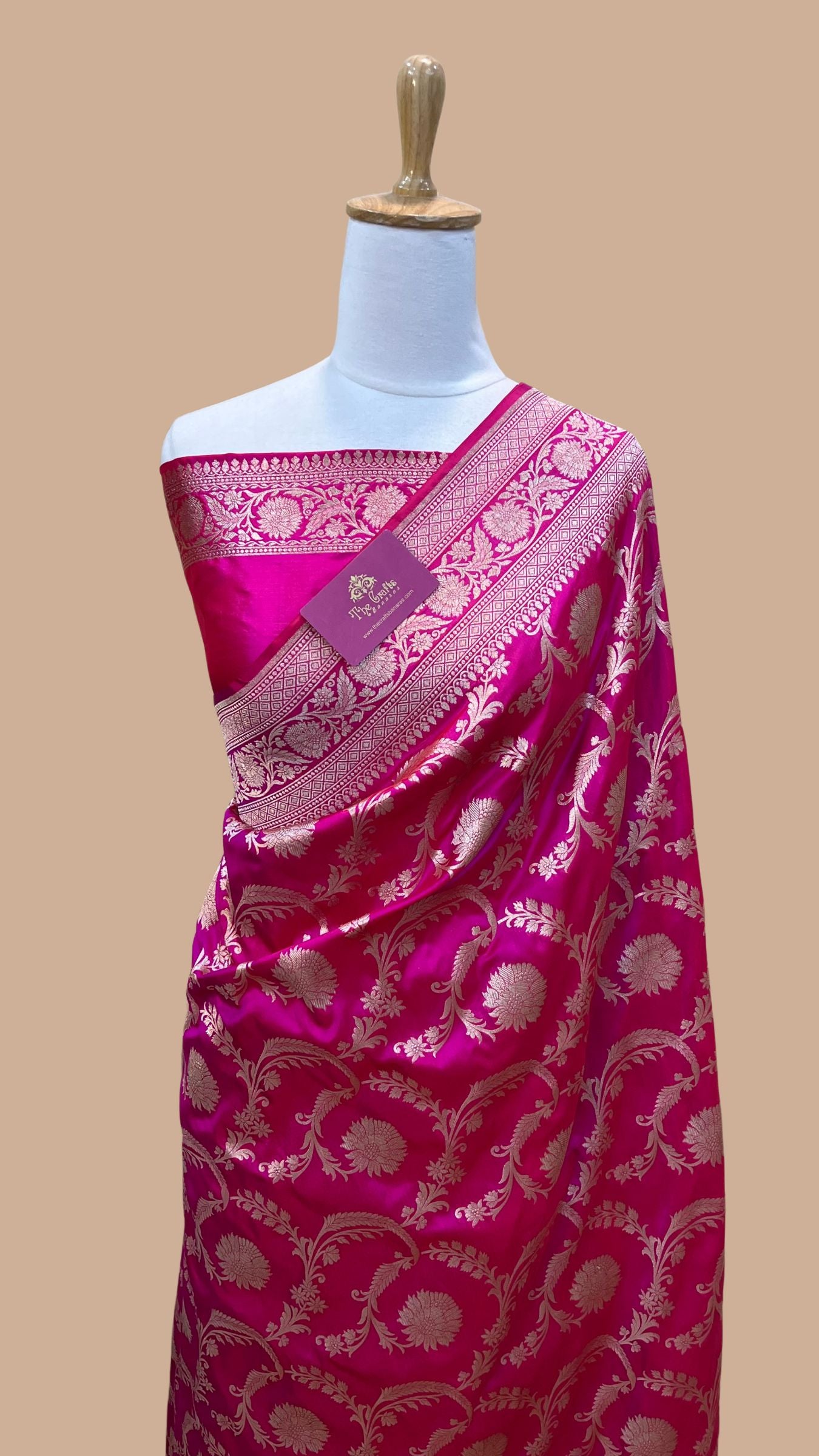 Pure Katan Silk Handloom Banarasi Saree - Jaal work