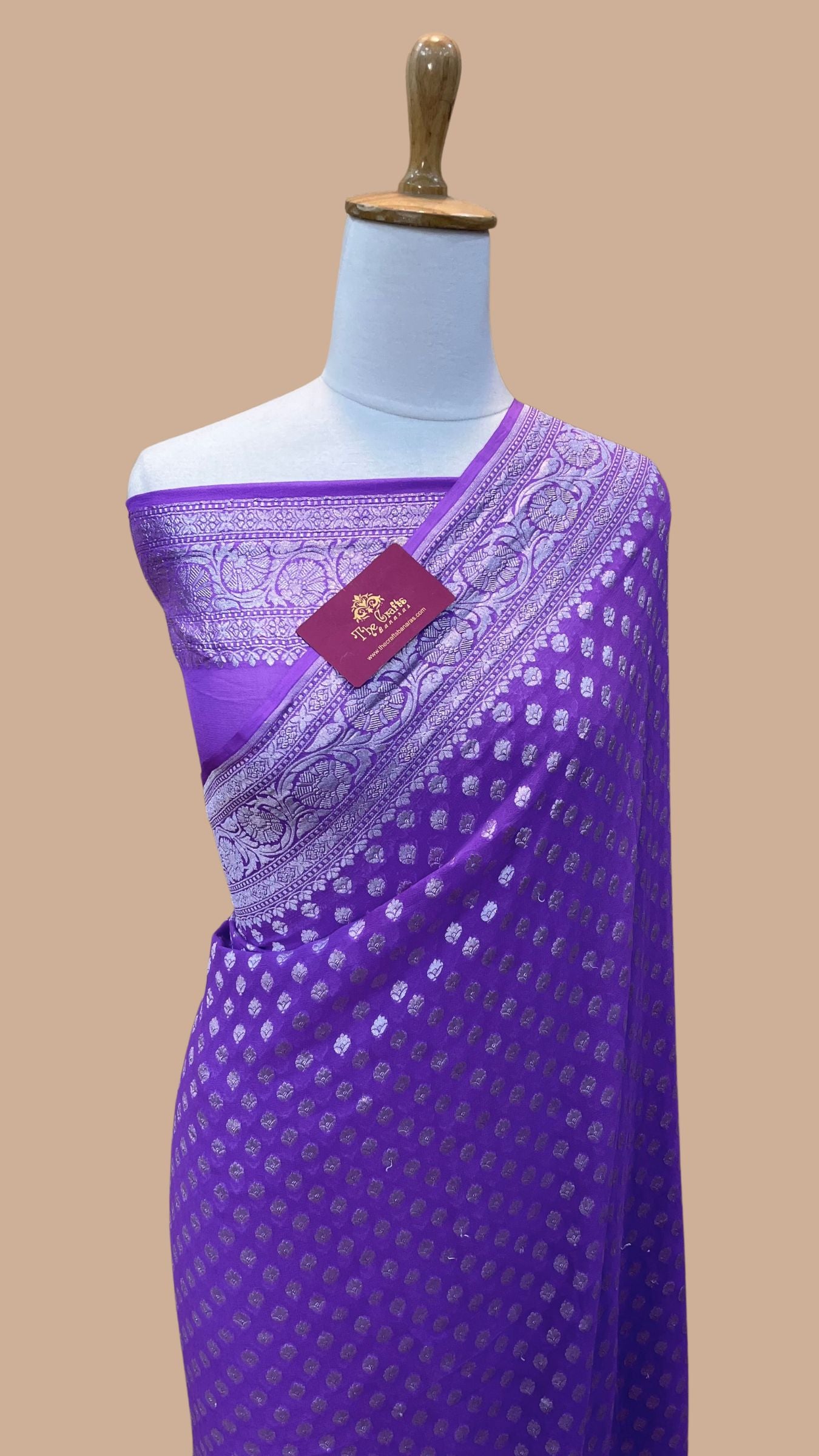 Pure Georgette Banarasi Saree - Silver Zari