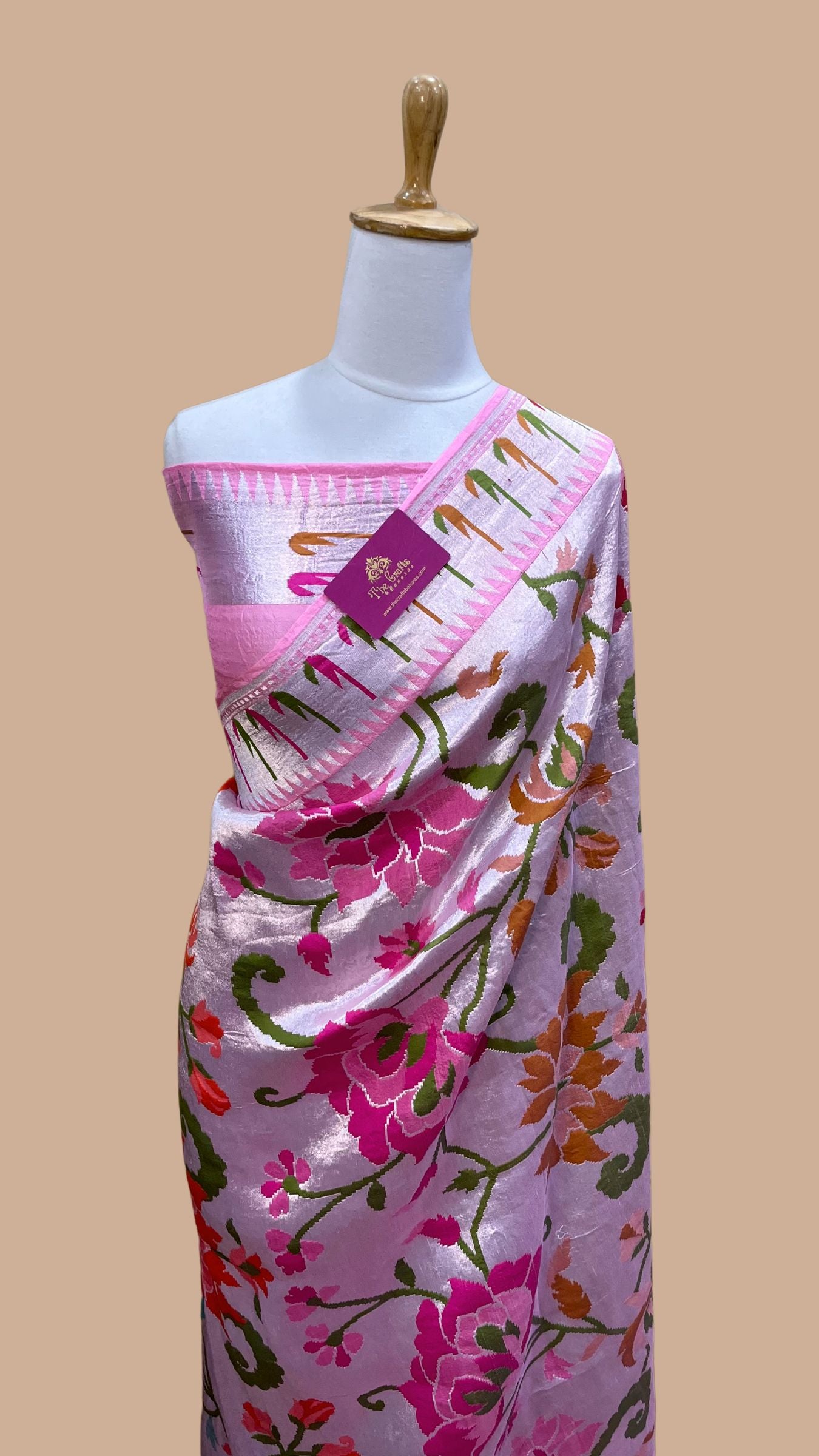Pure Tussar Georgette Handloom Banarasi Saree - Brocade