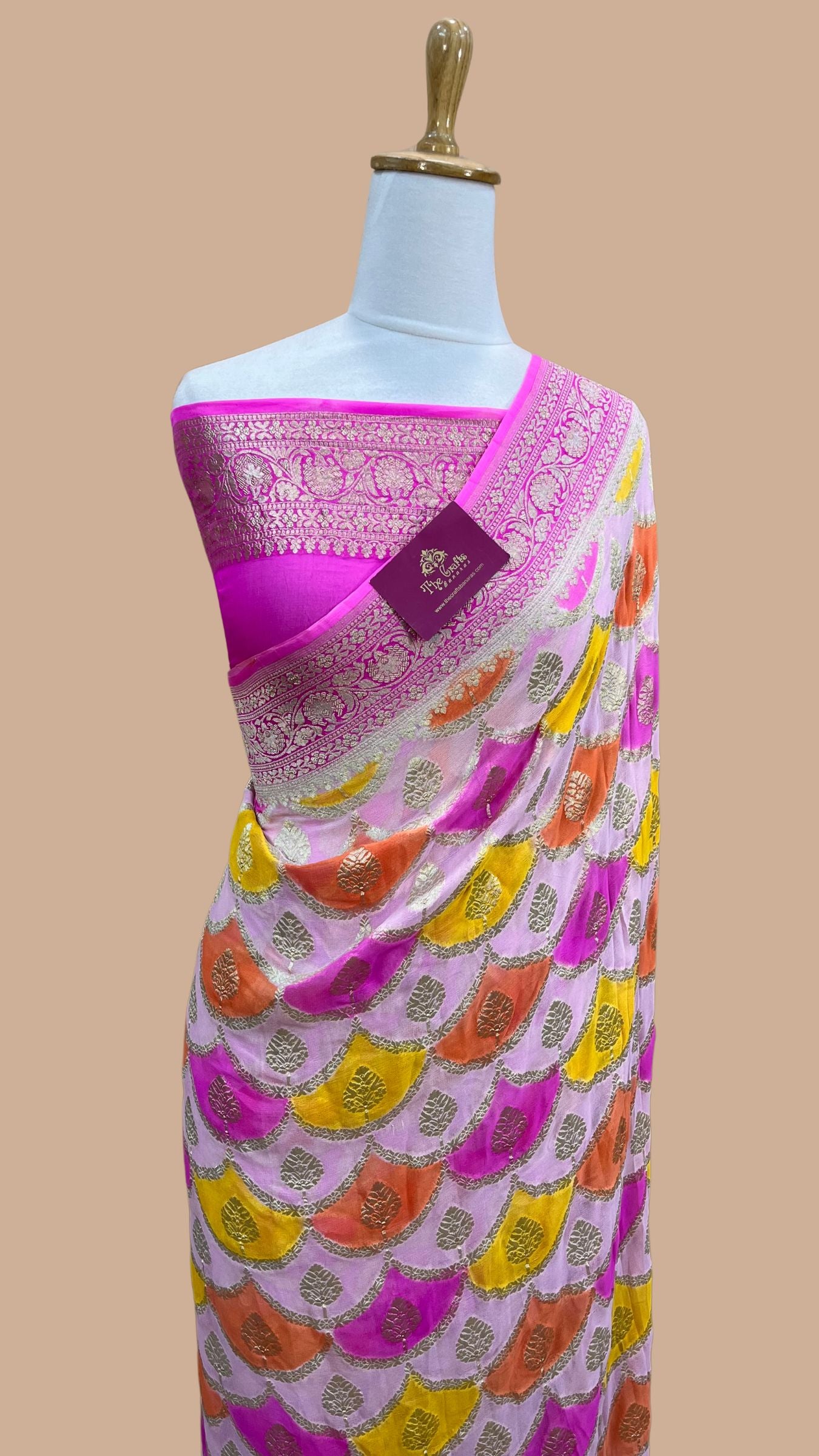 Pure Crepe Georgette Banarasi Saree - Water Zari