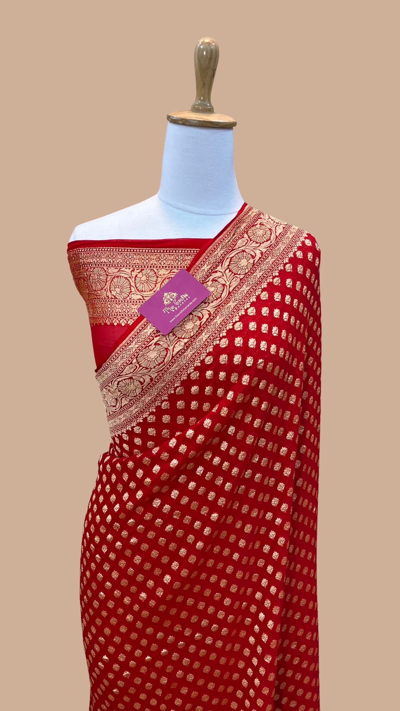 Khaddi Georgette Banarasi Saree - Gold Zari