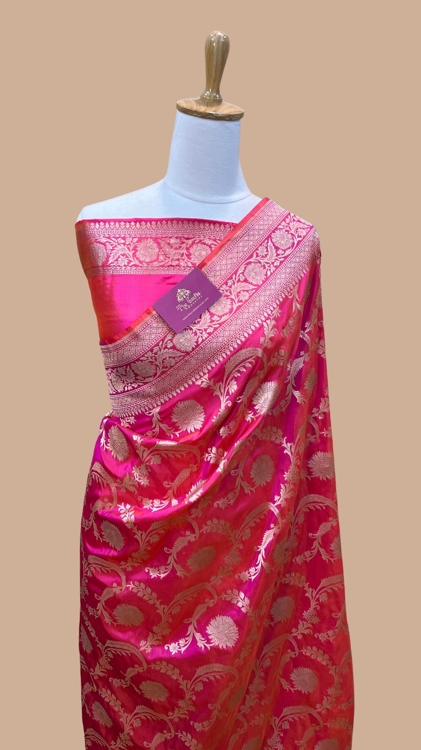 Pure Katan Silk Handloom Banarasi Saree - Jaal work
