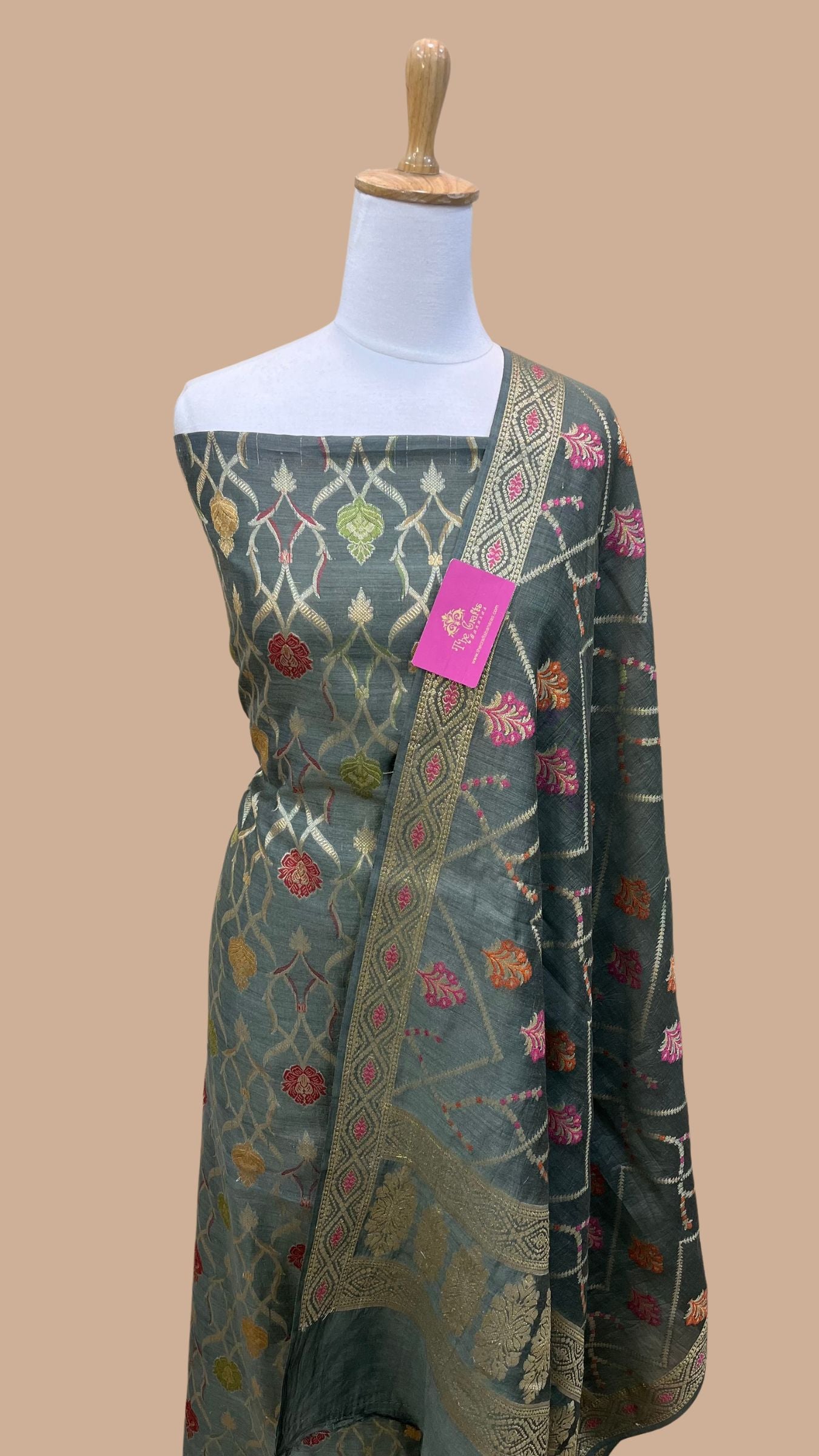 Pure Moonga Silk Handloom Banarasi Dress Material