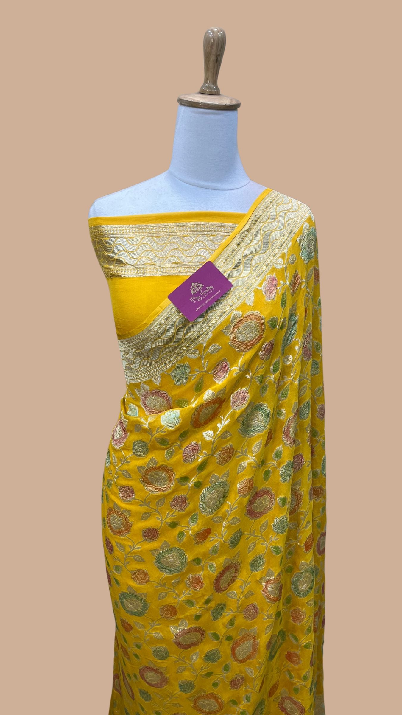 Khaddi Georgette Handloom Banarasi Saree - Water Zari