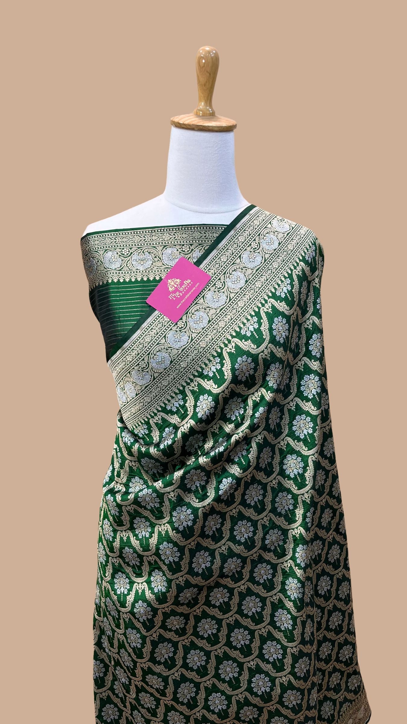 Pure Katan Silk Handloom Banarasi Saree - All over Sona Roopa Jaal work