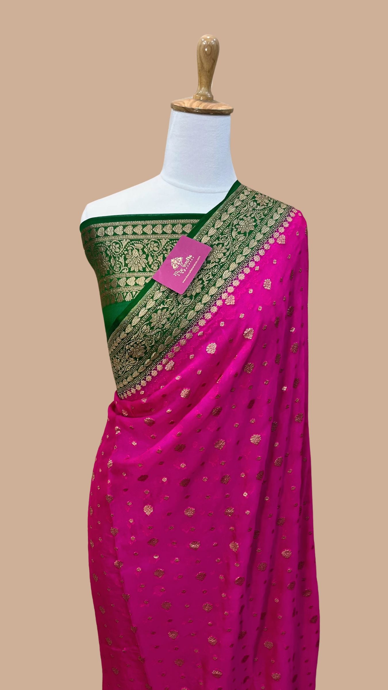 Pure Crepe Georgette Banarasi Saree - Antique Zari