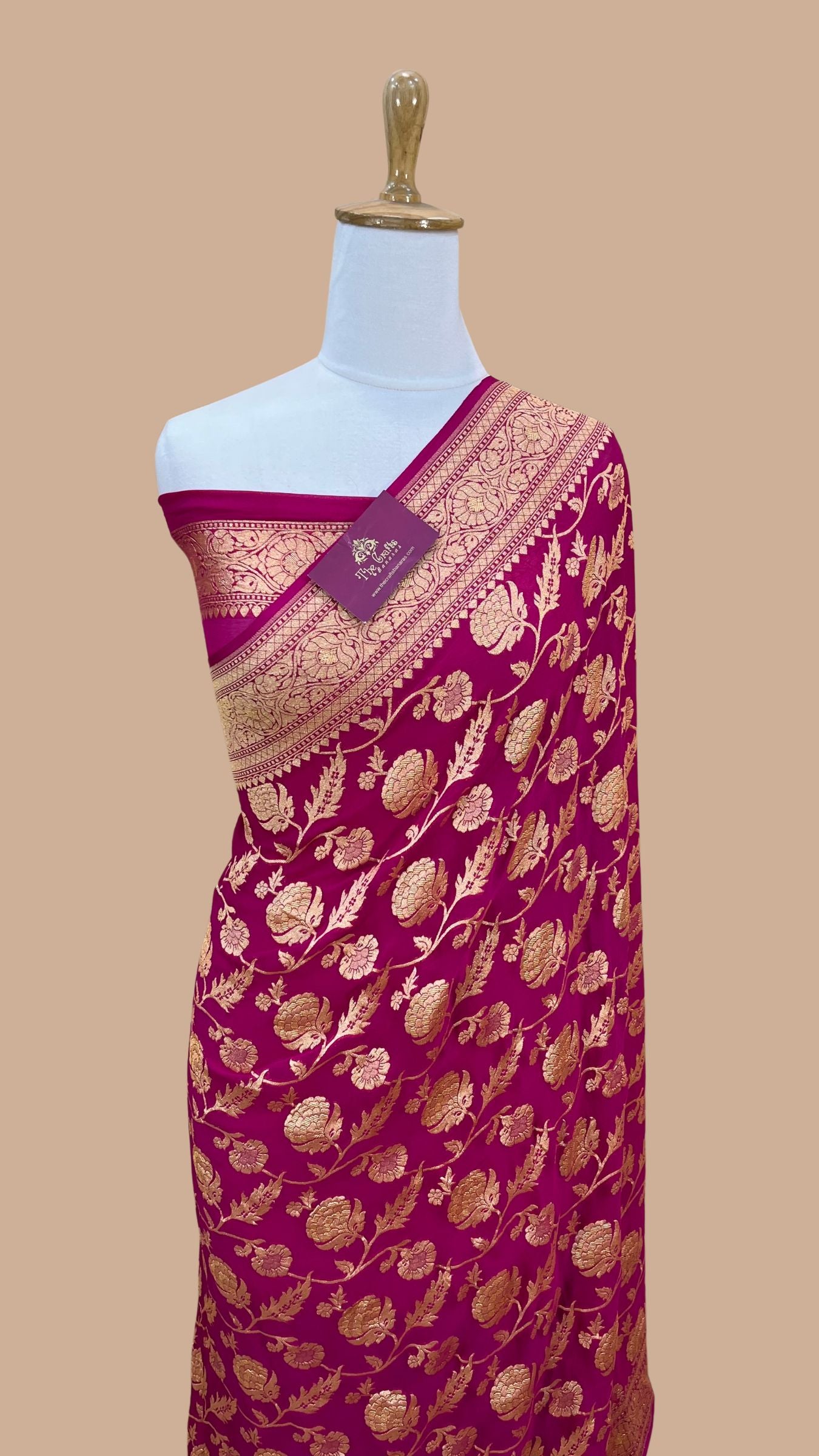 Khaddi Georgette Banarasi Saree - Gold Zari