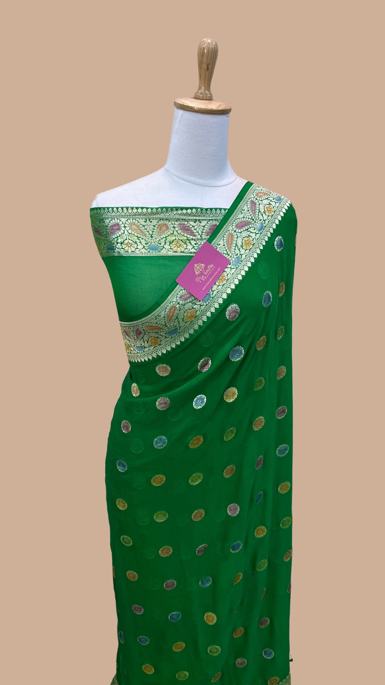 Khaddi Georgette Handloom Banarasi Saree - Water Zari