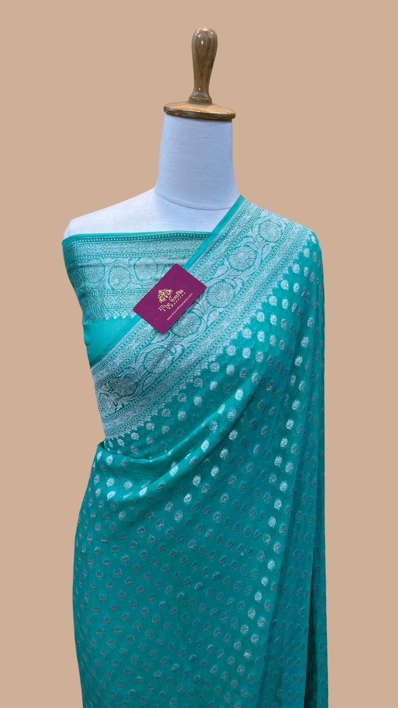 Pure Georgette Banarasi Saree - Silver Zari
