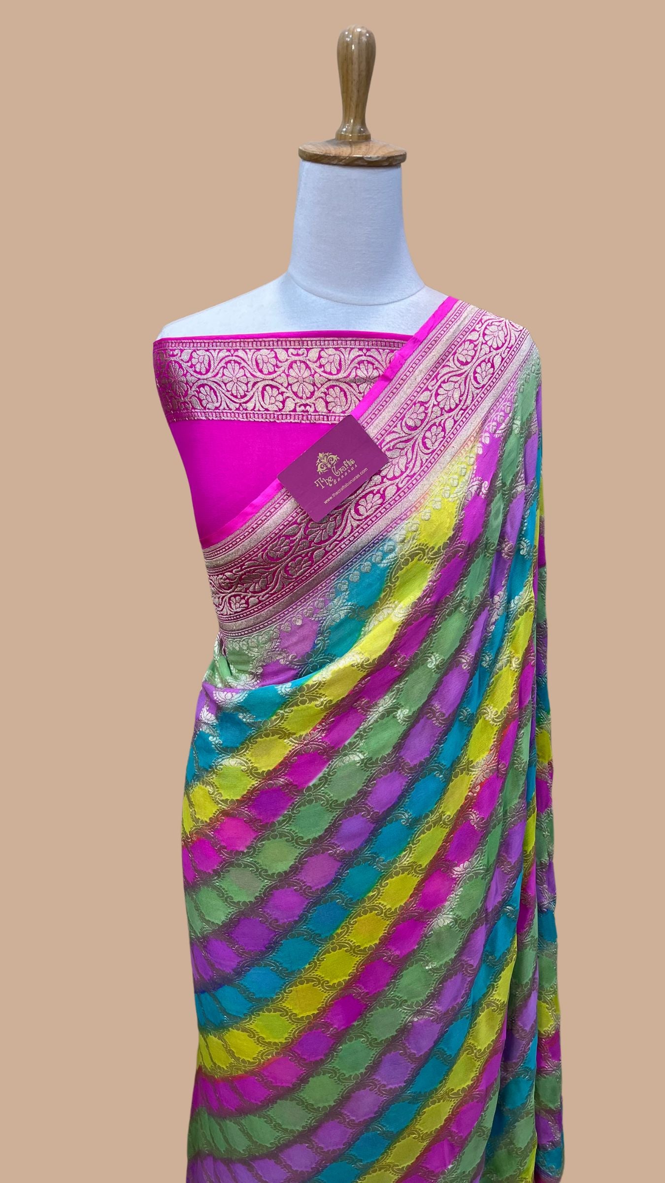 Khaddi Georgette Handloom Banarasi Saree - Water Zari