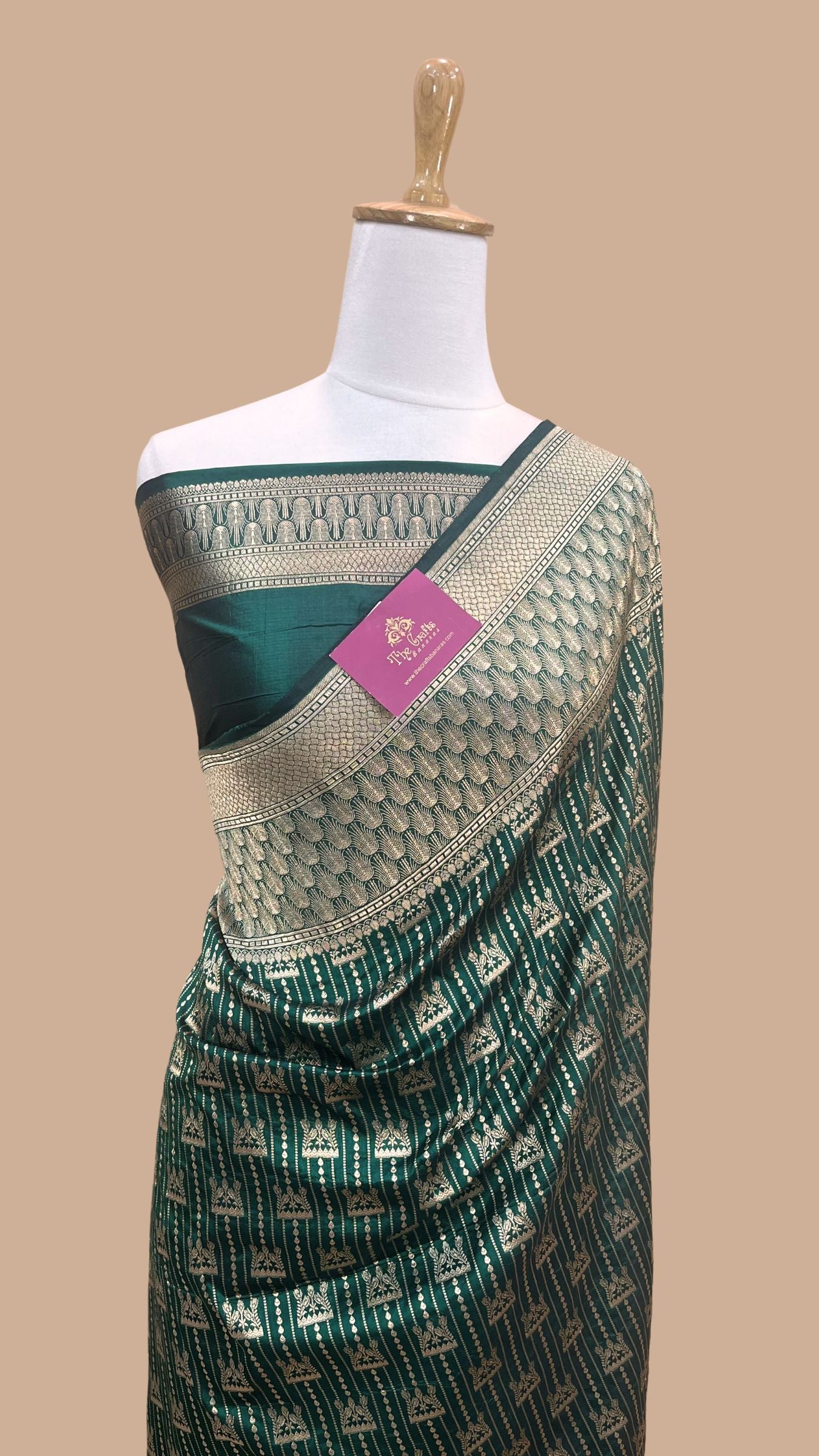 Pure Katan Silk Handloom Banarasi Saree - Jaal work